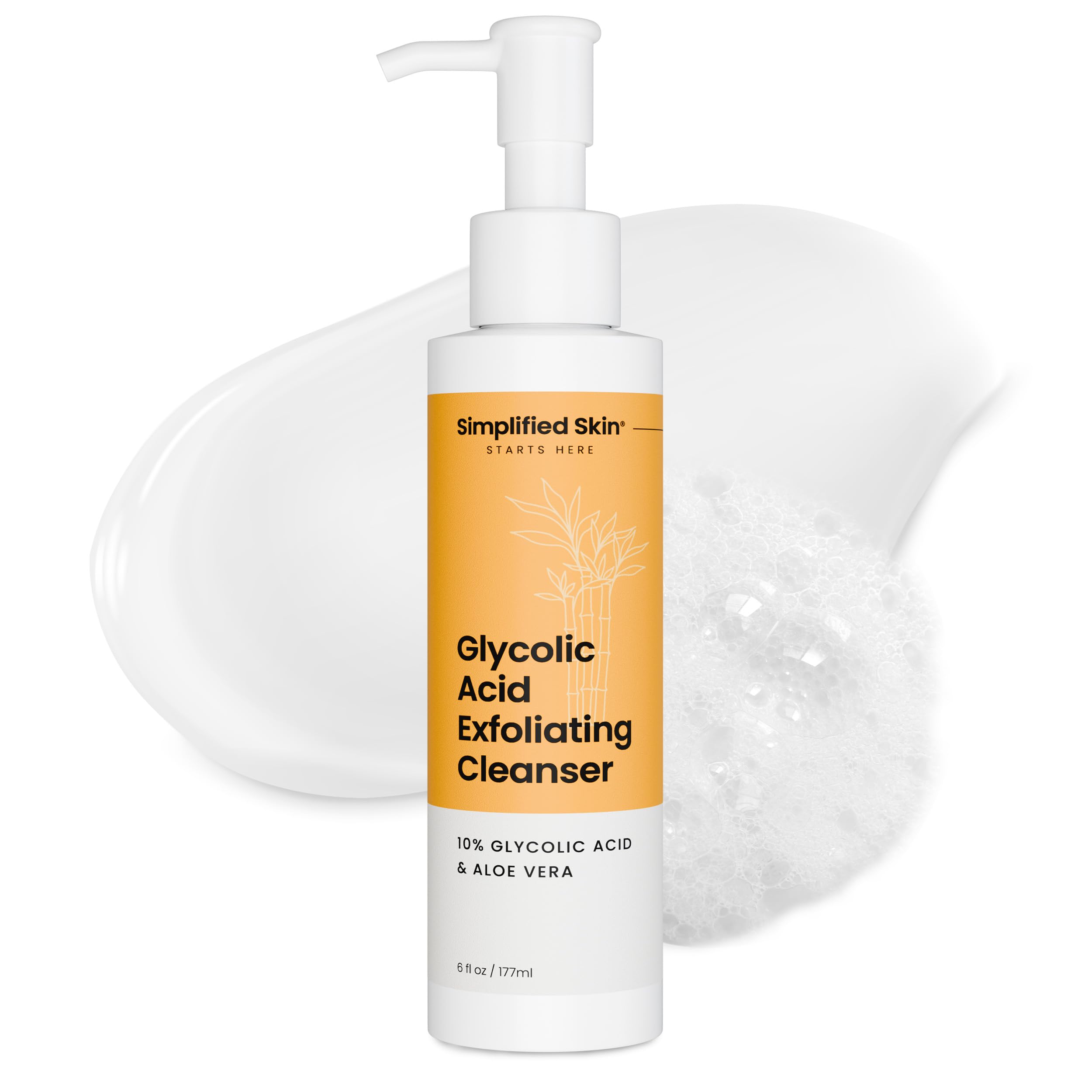 Simplified Skin Glycolic Face Wash – 10% AHA Exfoliating Cleanser, 6 Fl Oz