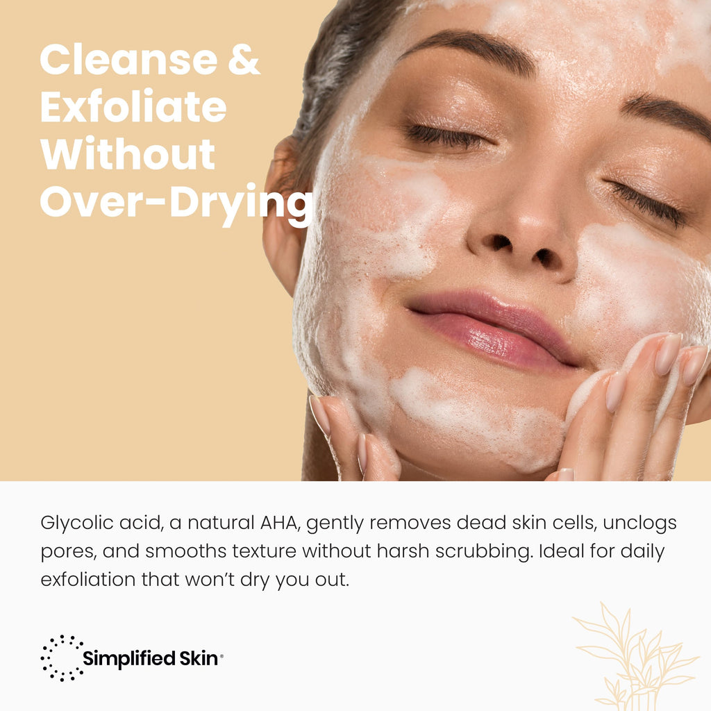 Simplified Skin Glycolic Face Wash – 10% AHA Exfoliating Cleanser, 6 Fl Oz