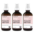 Rose Water Spray for Face & Hair – USDA Organic Rosewater Toner by Simplified Skin (4 oz, 3 Pack)