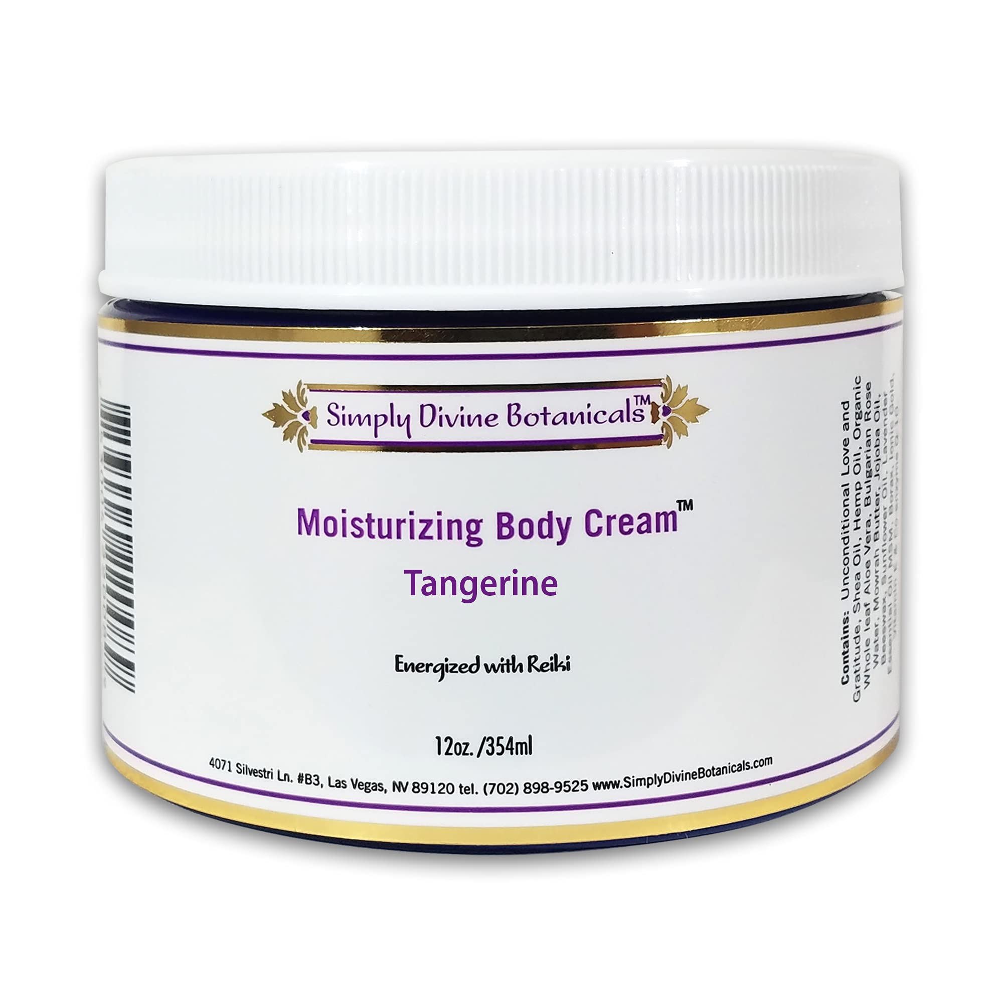 Simply Divine Botanicals Moisturizing Body Cream – Organic Shea, Hemp & Aloe (12 oz, Tangerine)