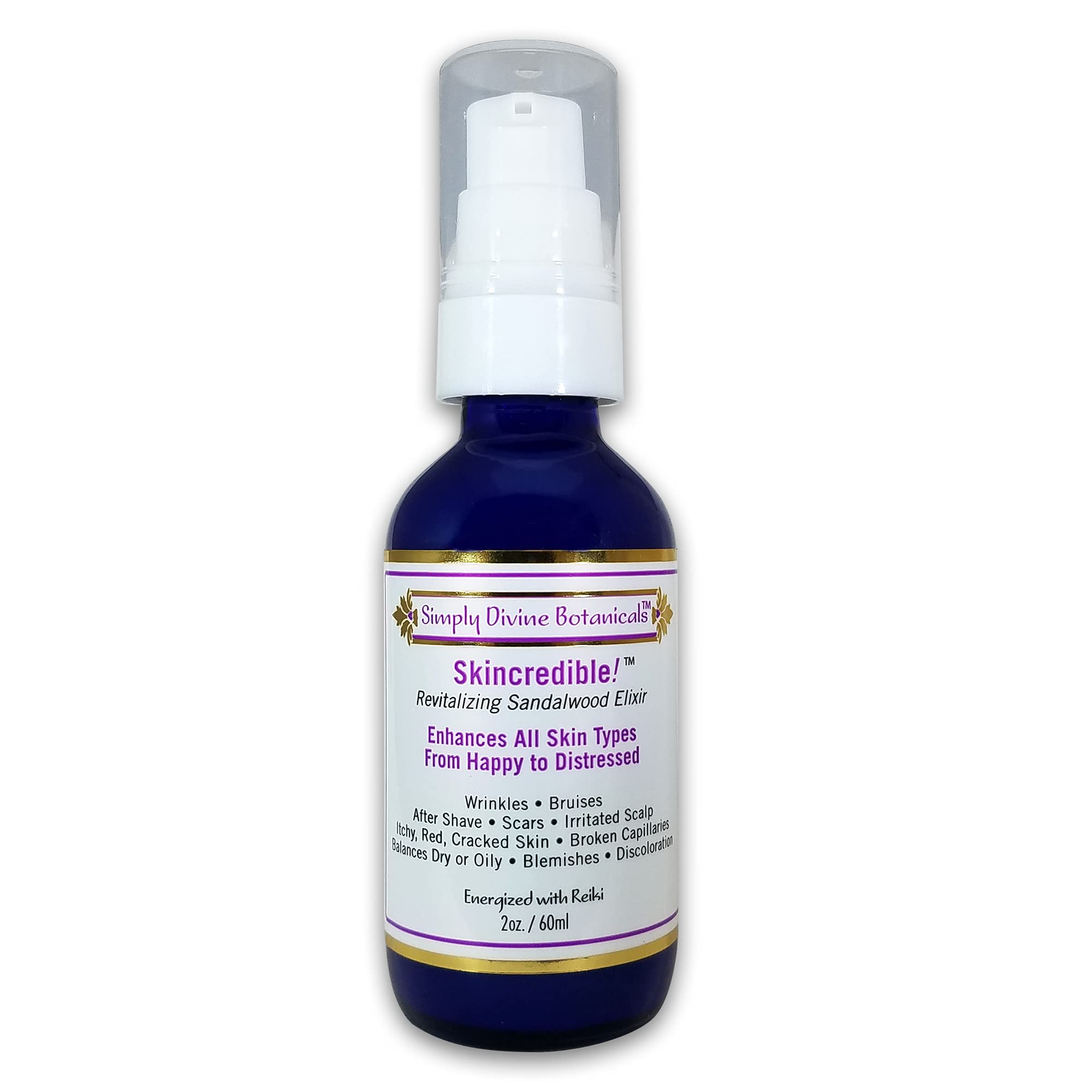 Simply Divine Botanicals Skincredible Sandalwood Revitalizing Elixir – Smooth Fine Lines, Even Discoloration, Sensitive Skin