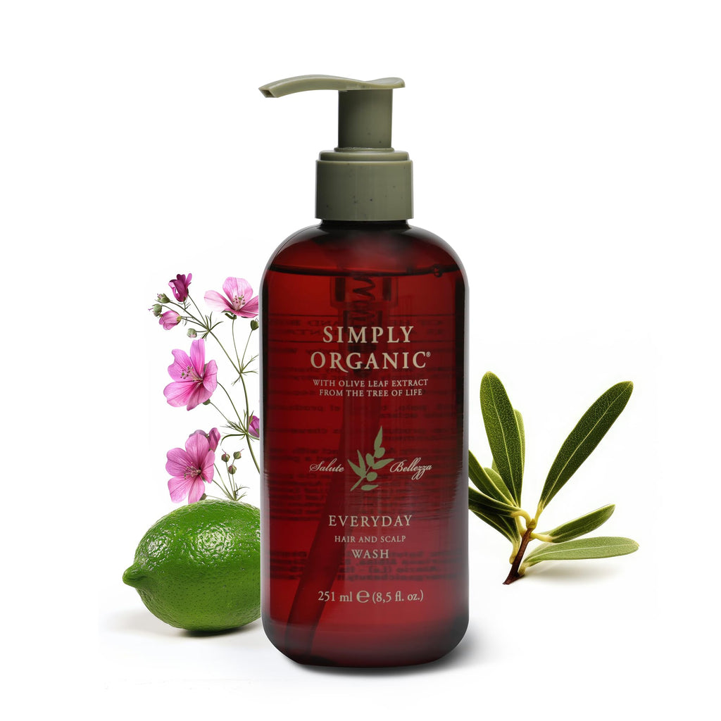 SIMPLY ORGANIC Hair & Scalp Wash Shampoo – All-Natural, Cruelty Free, Made in Italy, Sage & Lime, 251ml