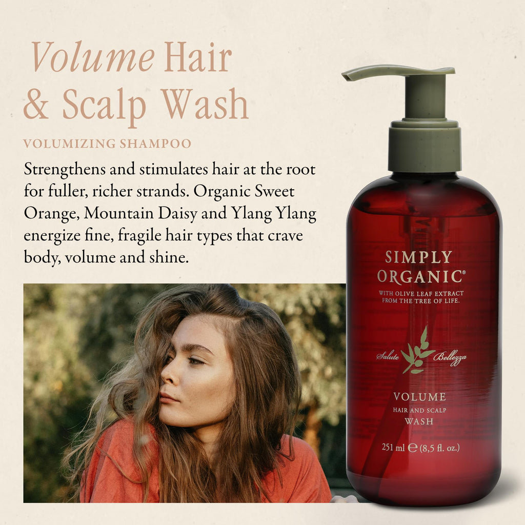 SIMPLY ORGANIC Volume Hair & Scalp Wash – All-Natural, Made in Italy, Cruelty-Free (251ml)