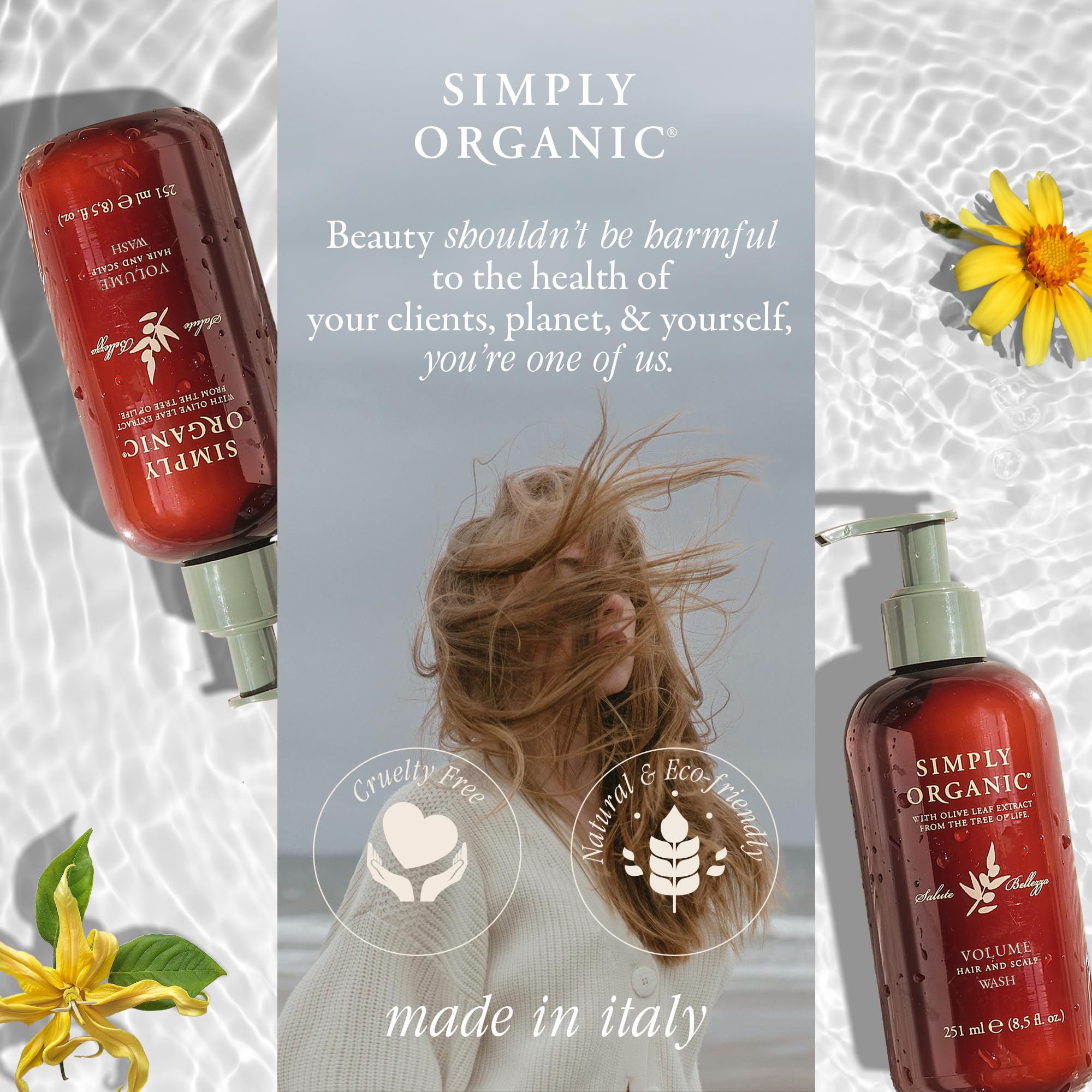 SIMPLY ORGANIC Volume Hair & Scalp Wash – All-Natural, Made in Italy, Cruelty-Free (251ml)