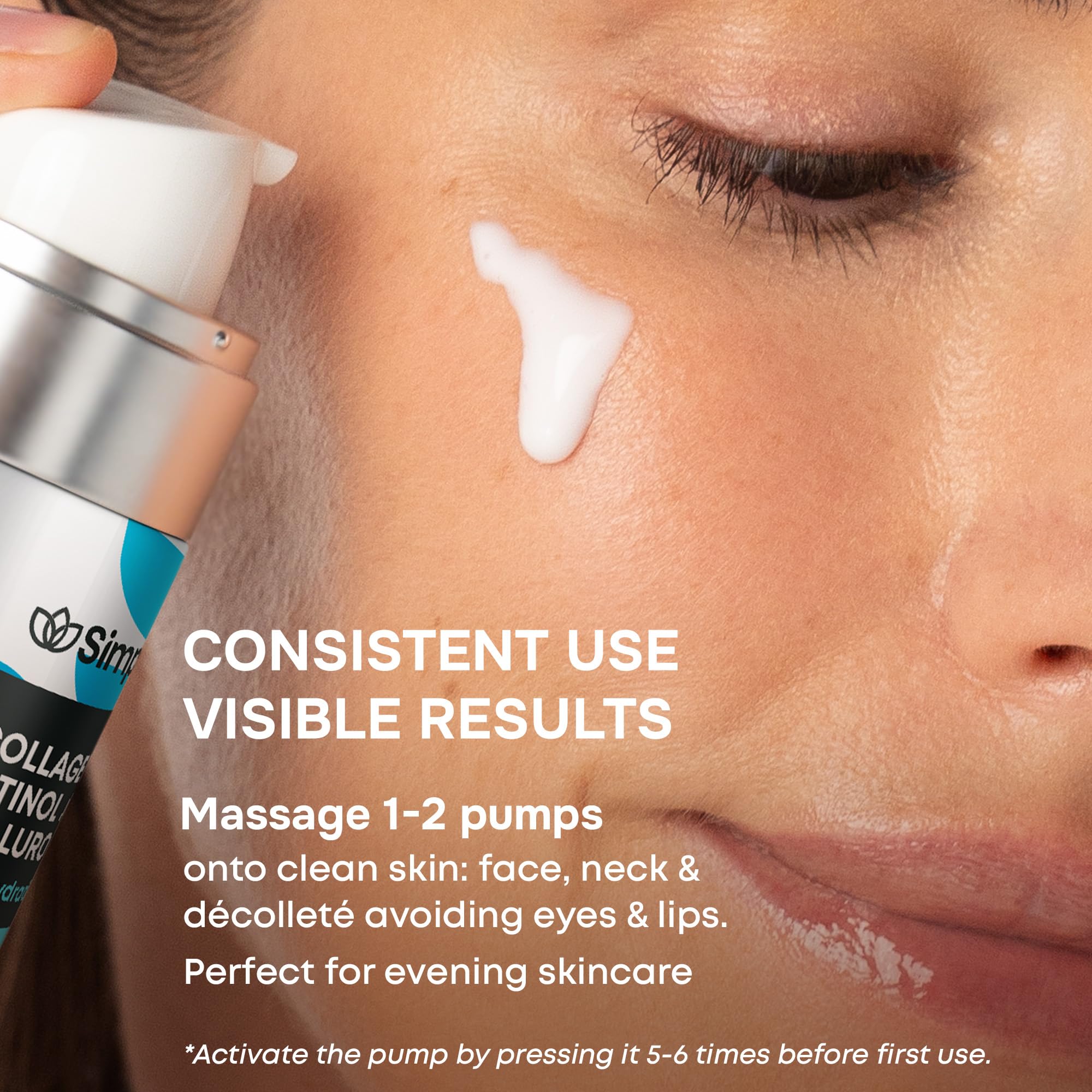 SimplyVital Collagen, Retinol & Hyaluronic Acid Serum – Anti-Aging Daily Moisturizer for Face, Neck & Chest | Made in USA | 1 fl oz