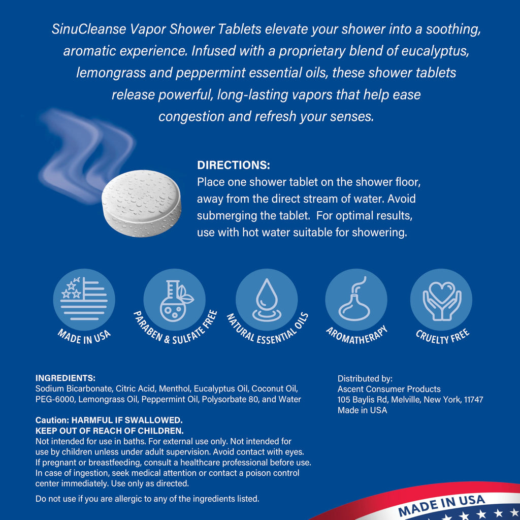 SinuCleanse Vapor Shower Tablets – Eucalyptus, Mint & Lemongrass, 12 Extra-Large