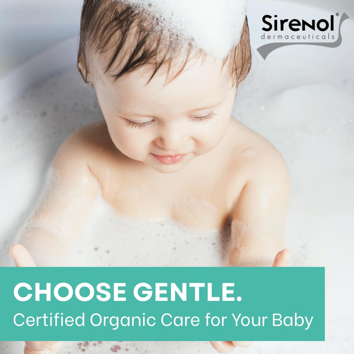 Sirenol Organic Baby Shampoo & Body Wash – Cosmos Certified, Tear-Free & Dermatologist-Tested (13.5oz)