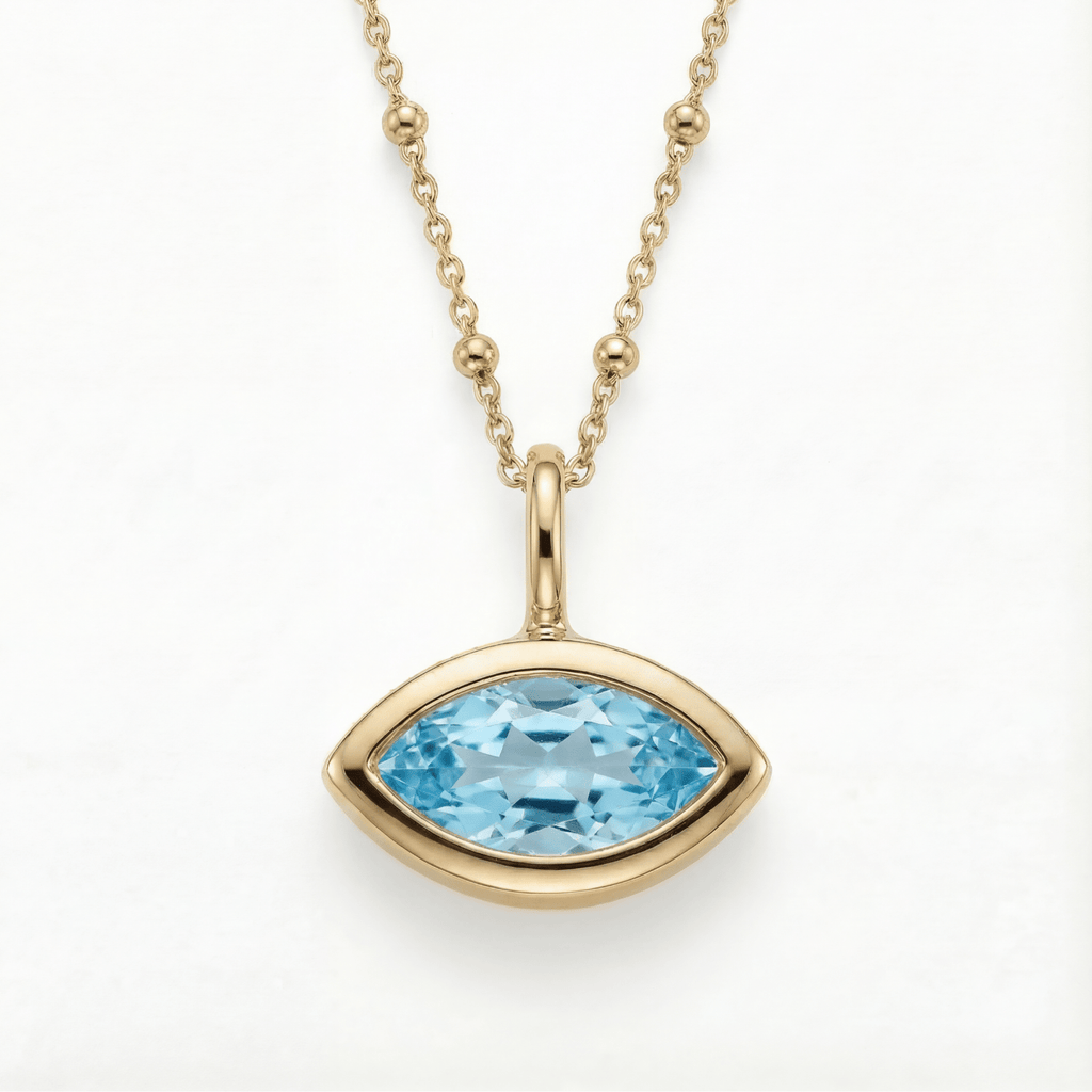 Siren’s Teardrop Sky Blue Topaz Necklace - Gold or Silver
