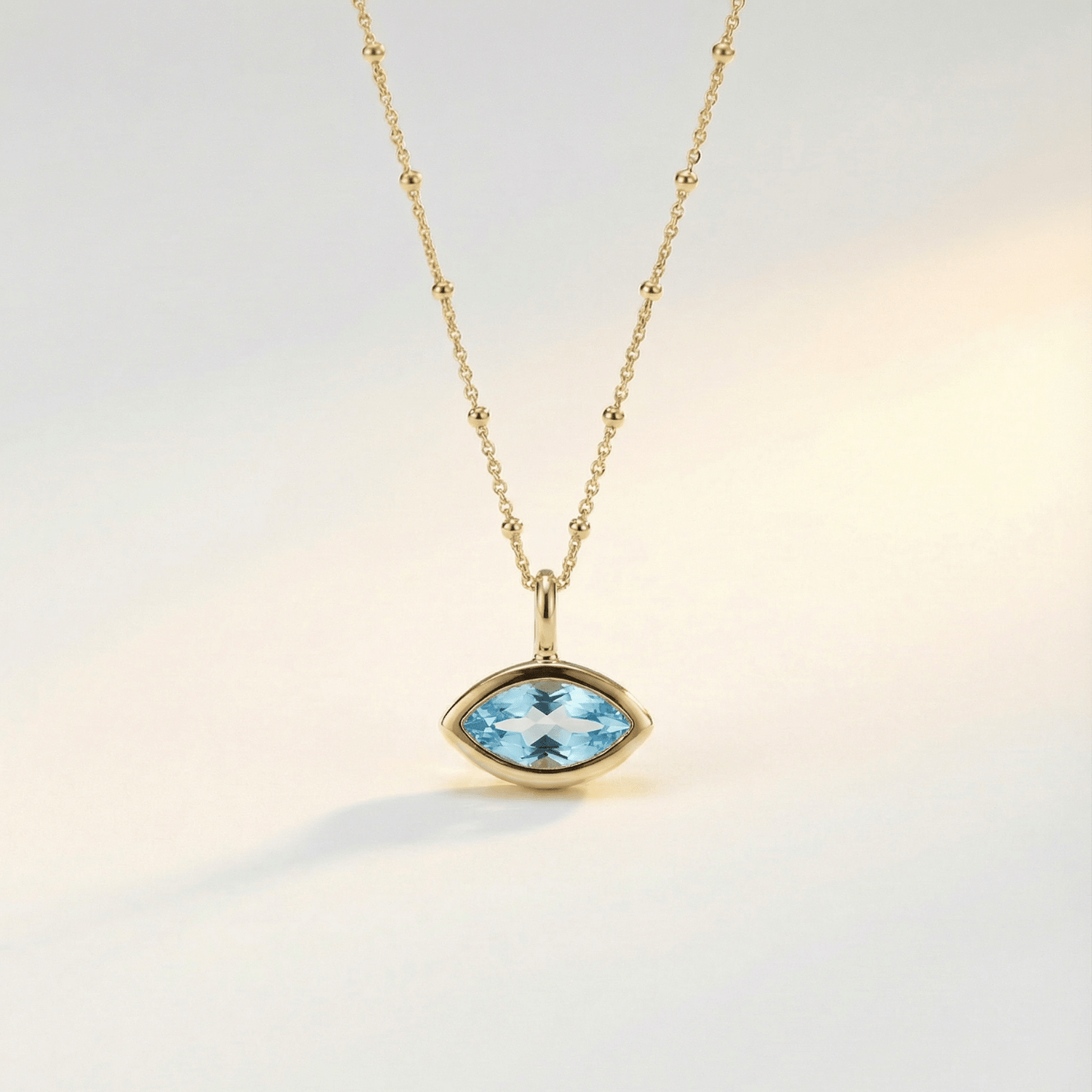 Siren’s Teardrop Sky Blue Topaz Necklace - Gold or Silver