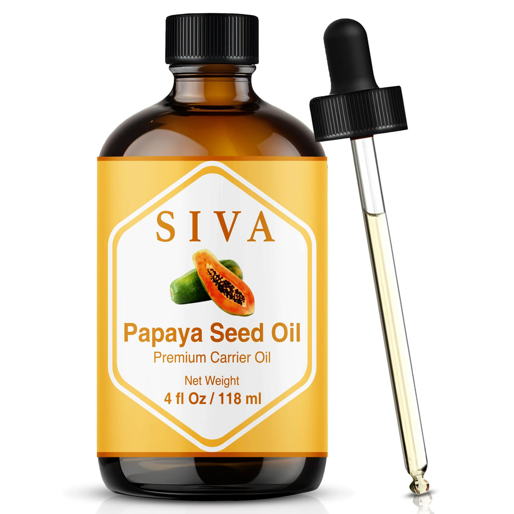 SIVA Papaya Seed Oil 4oz – Premium Cold-Pressed Carrier Oil for Face, Skin & Hair
