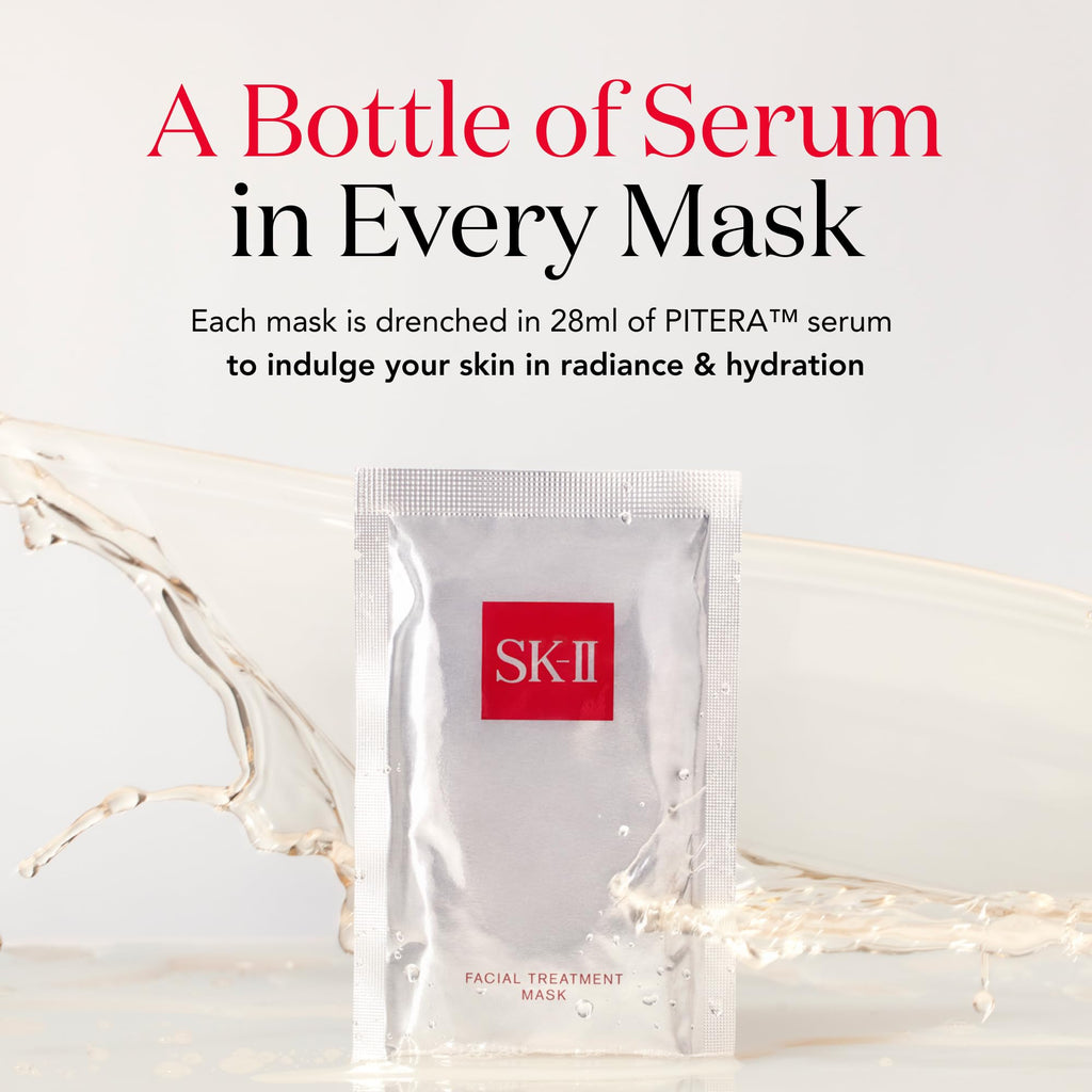 SK-II Facial Masks – Brightening Sheet Masks with PITERA™ for Hydration, Texture & Radiance (10 Count)