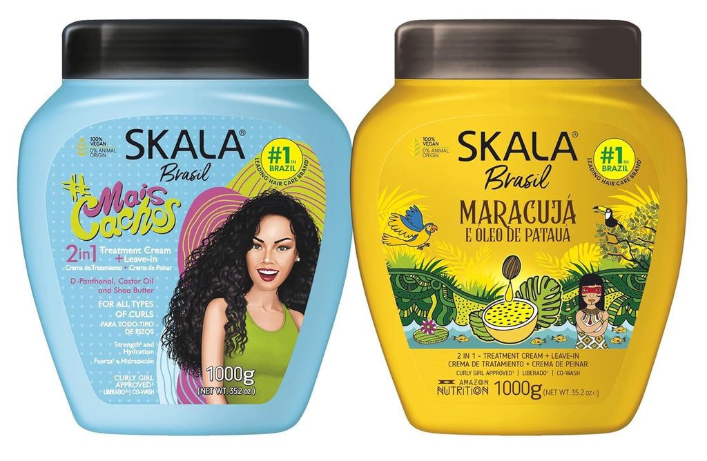 SKALA Hair Type 3ABC: Mais Cachos & Passion Fruit Combo — Hydrate Curls, Eliminate Frizz, 2-in-1 Conditioner & Cream to Comb