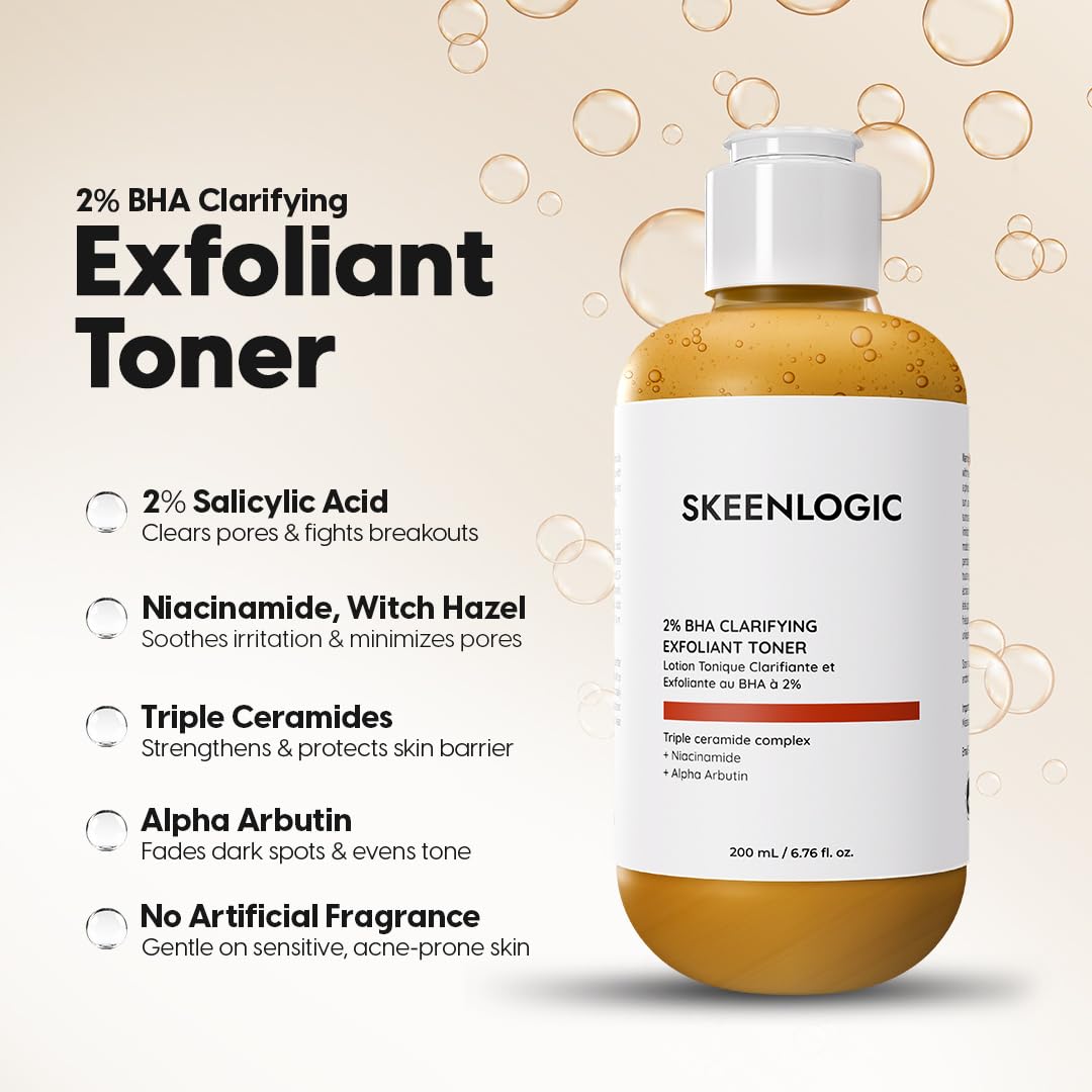 Skeenlogic 2% Salicylic Acid BHA Serum + Toner – Face & Body, Minimize Pores & Dark Spots