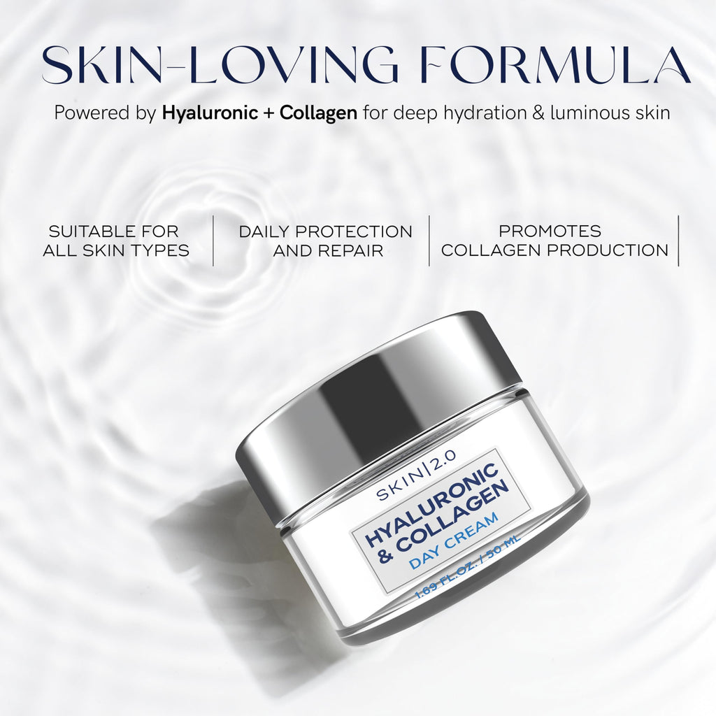 Skin 2.0 Hyaluronic Acid & Collagen Moisturizer – Deep Hydration, Firming & Anti-Aging Day Cream (Korean Clean Beauty) – 1.69 oz