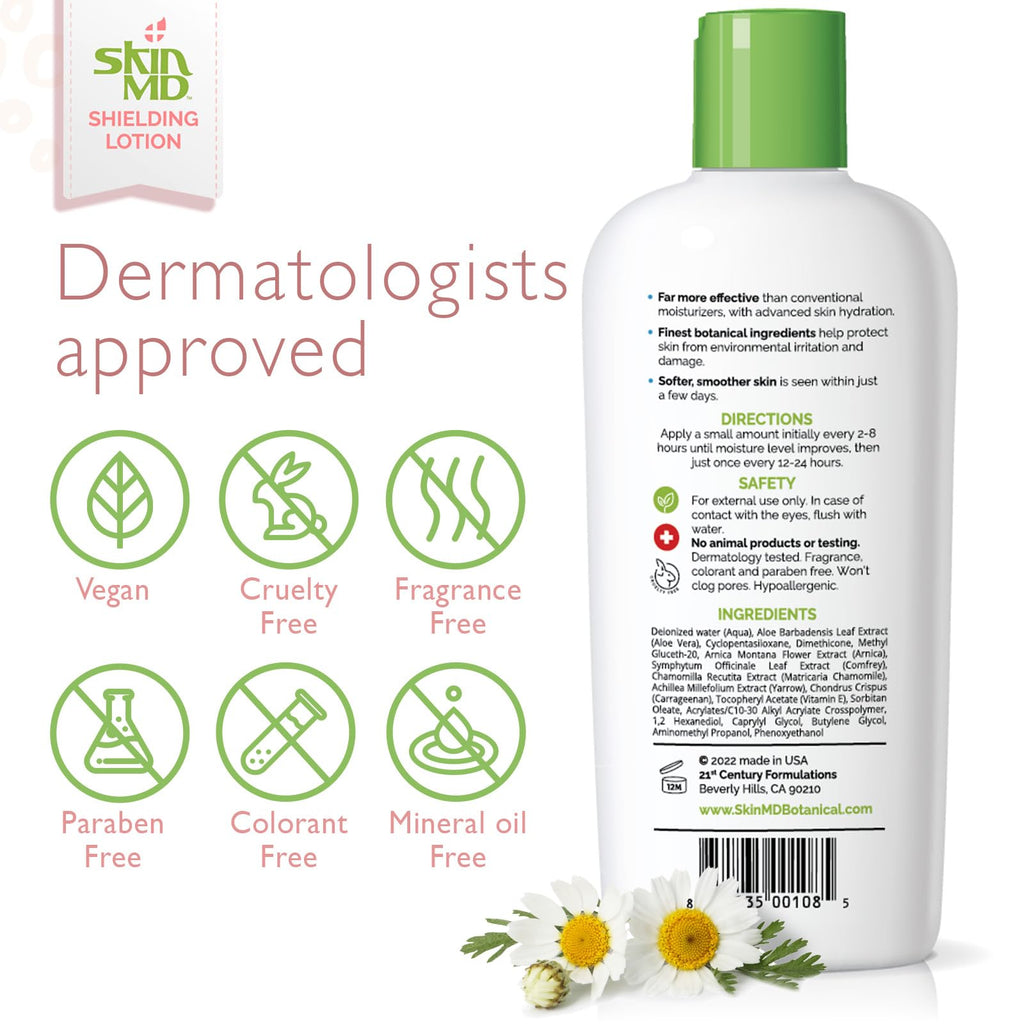 Skin MD Shielding Lotion – Fragrance-Free, Hypoallergenic Moisturizer for Face, Body & Hands | 8oz
