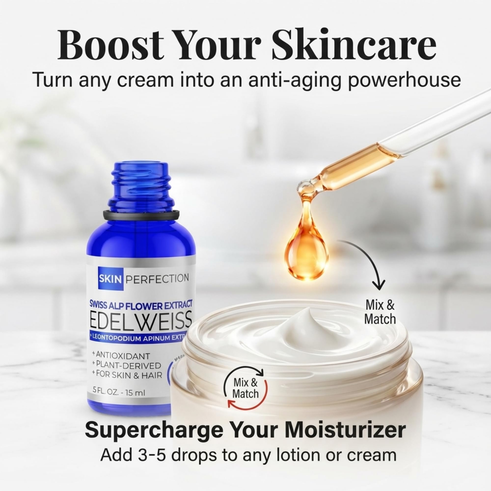 Skin Perfection Edelweiss Serum Booster – Natural Antioxidant Extract for DIY Skincare