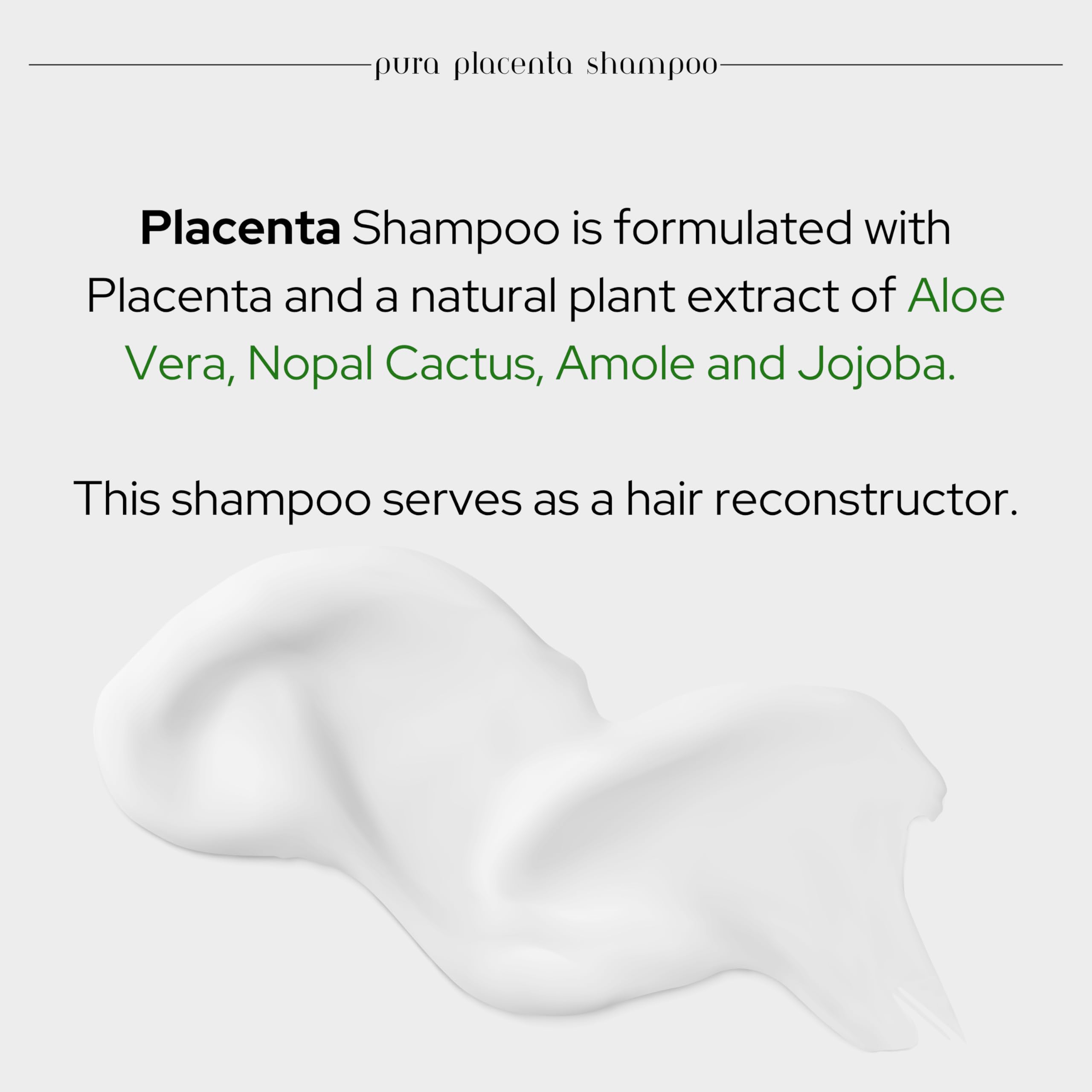 Skin Revolution Cabellina Pura Placenta Reconstructor Shampoo with Proteins, Keratin Amino Acids & Natural Oils – 32 oz