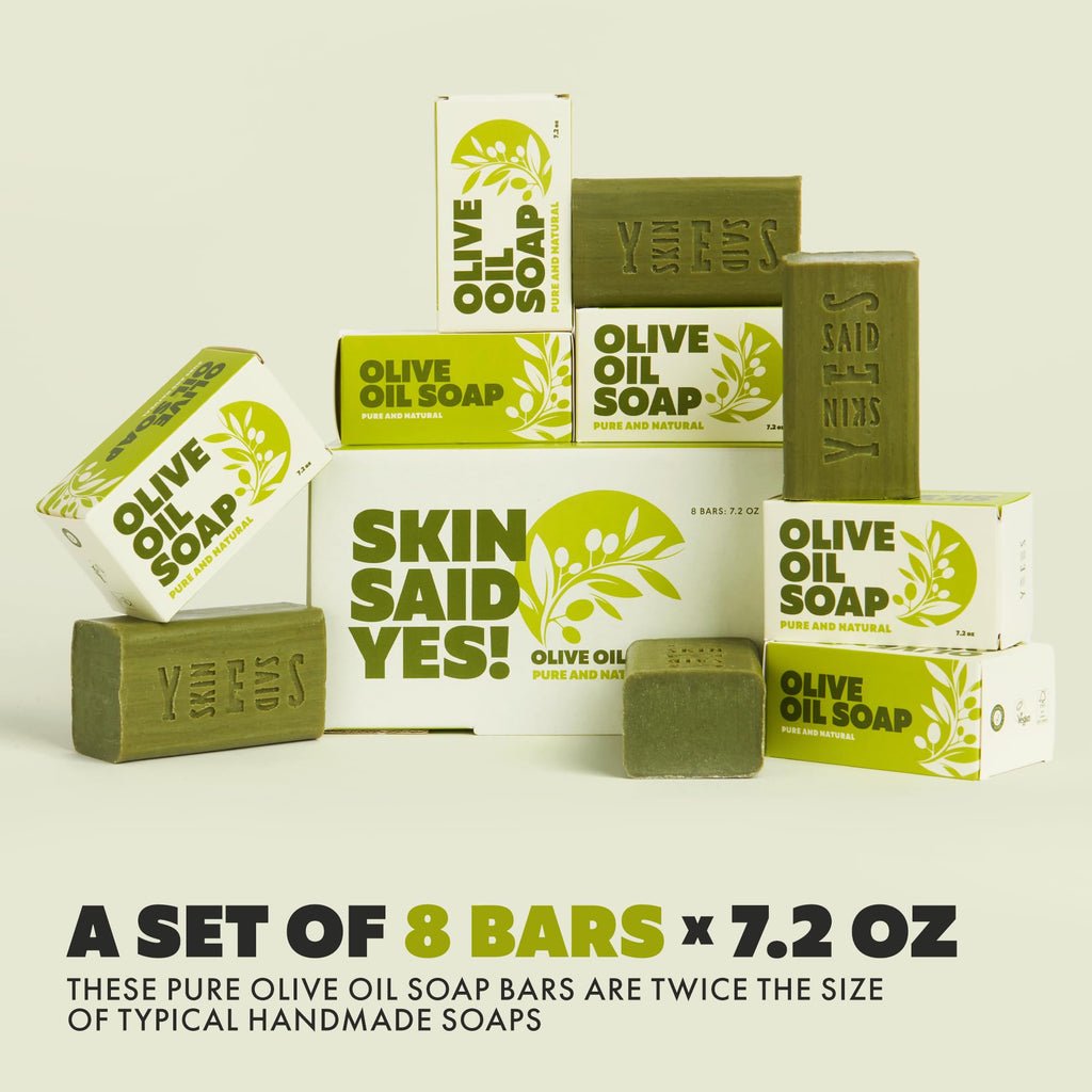 Skin Said Yes Olive Oil Soap Bars – Set of 8 – Organic, Moisturizing & Gentle for Sensitive Skin