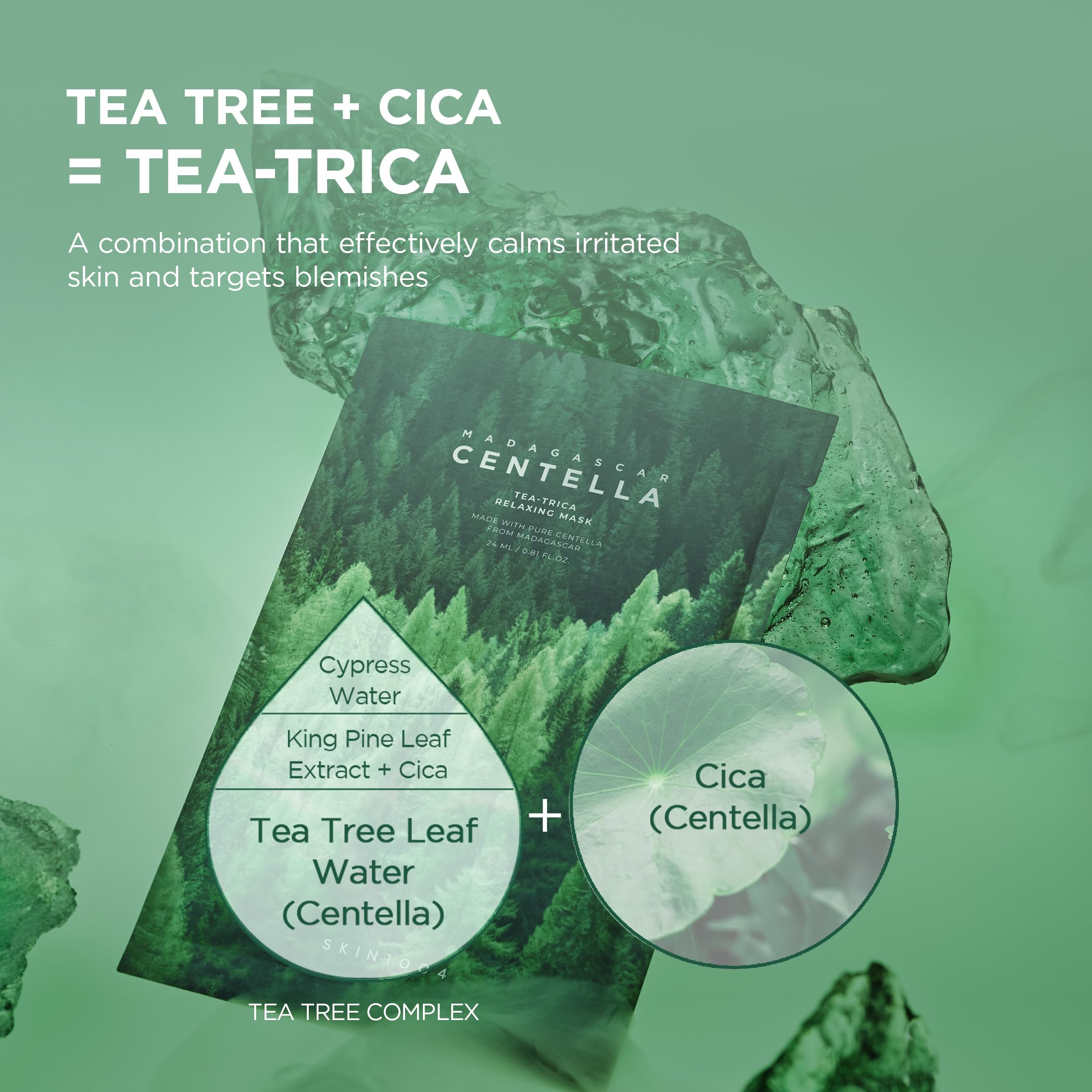 SKIN1004 Tea-Trica Relaxing Mask (5ea) | Pore-Clarifying Sheet Mask