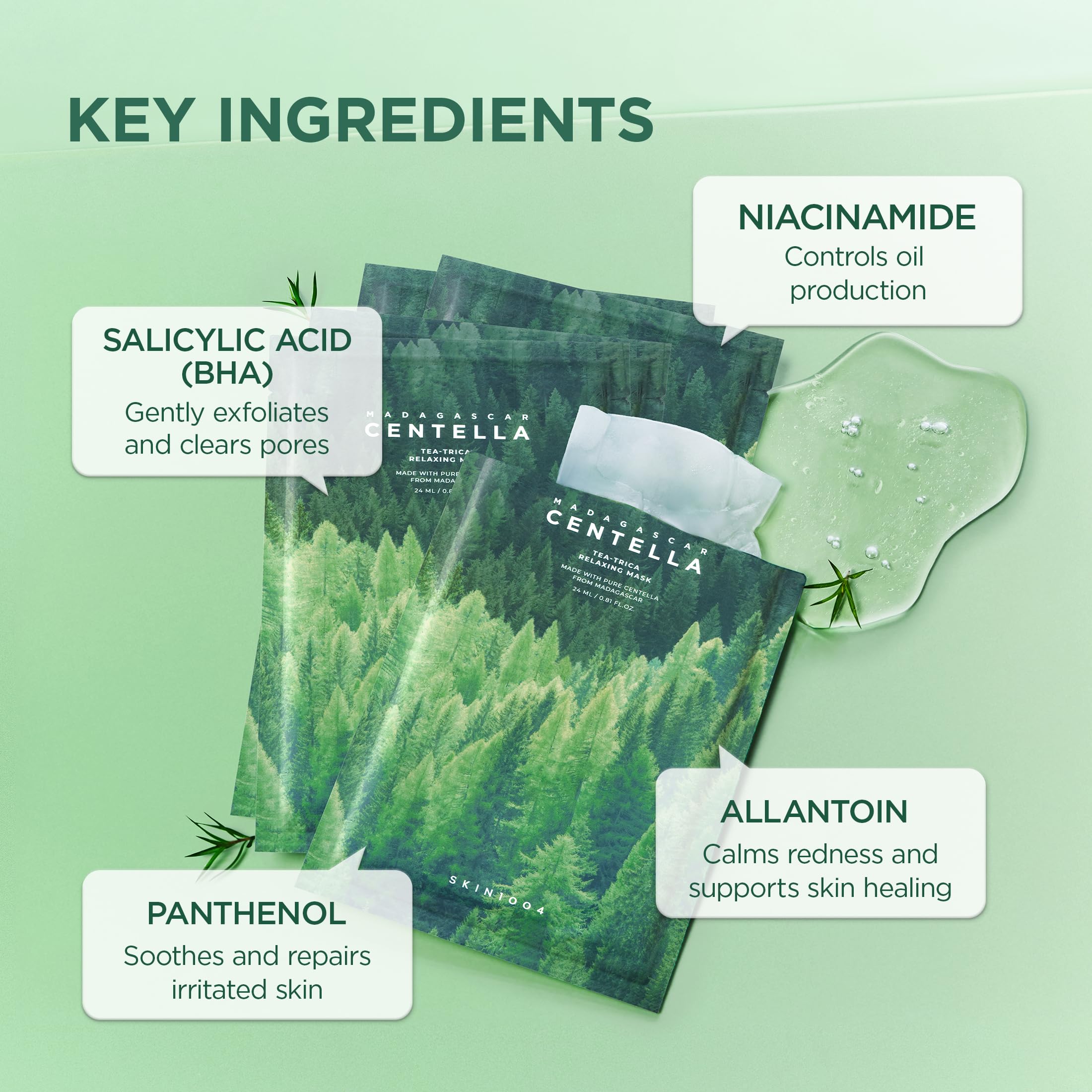 SKIN1004 Tea-Trica Relaxing Mask (5ea) | Pore-Clarifying Sheet Mask