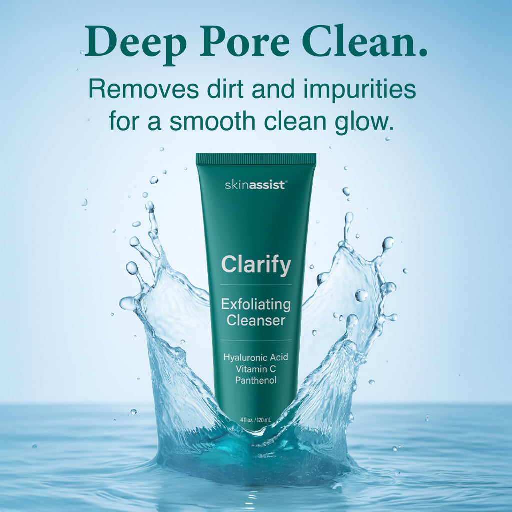 SkinAssist Clarify Exfoliating Face Wash – Gentle Daily Cleanser with Hyaluronic Acid & Vitamins