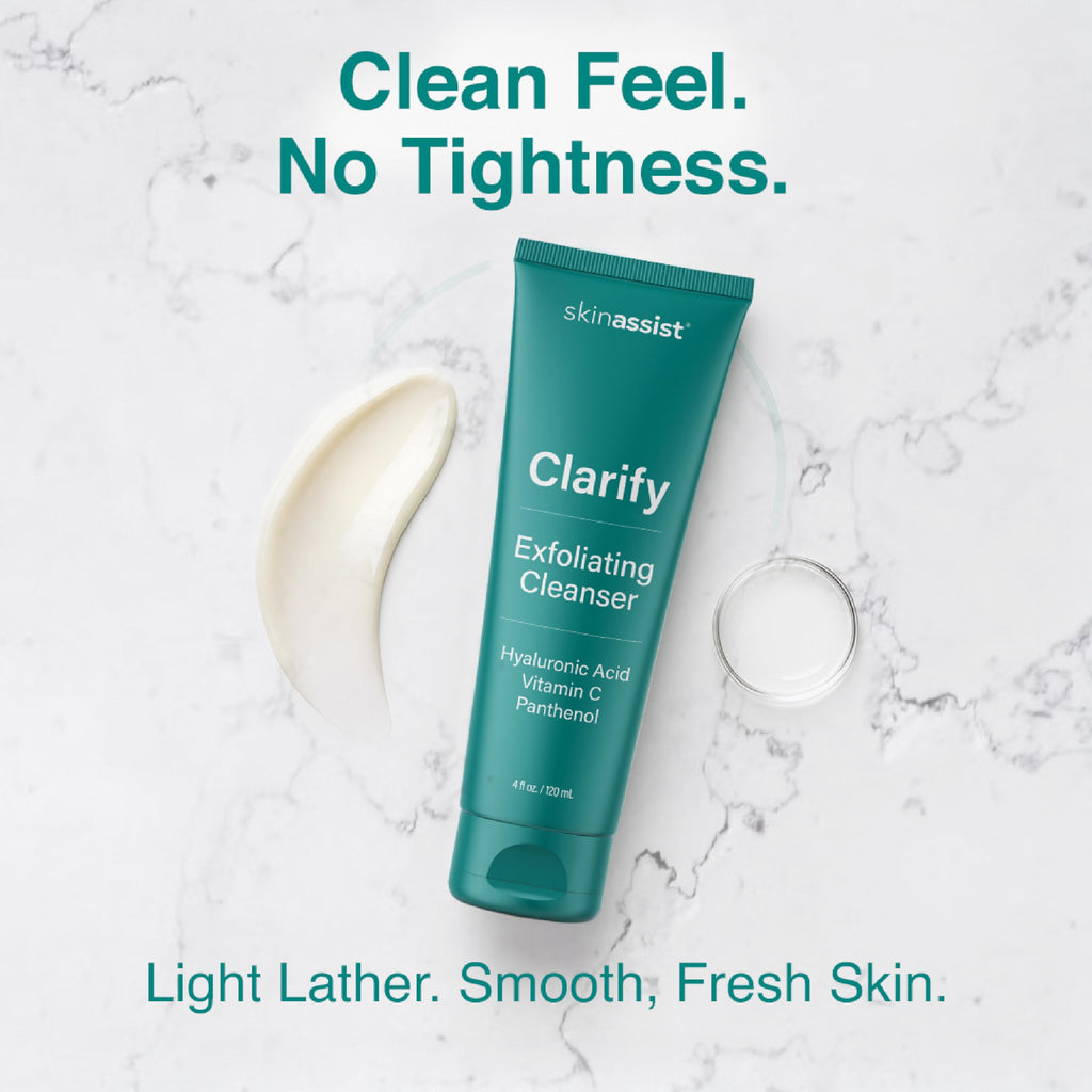 SkinAssist Clarify Exfoliating Face Wash – Gentle Daily Cleanser with Hyaluronic Acid & Vitamins