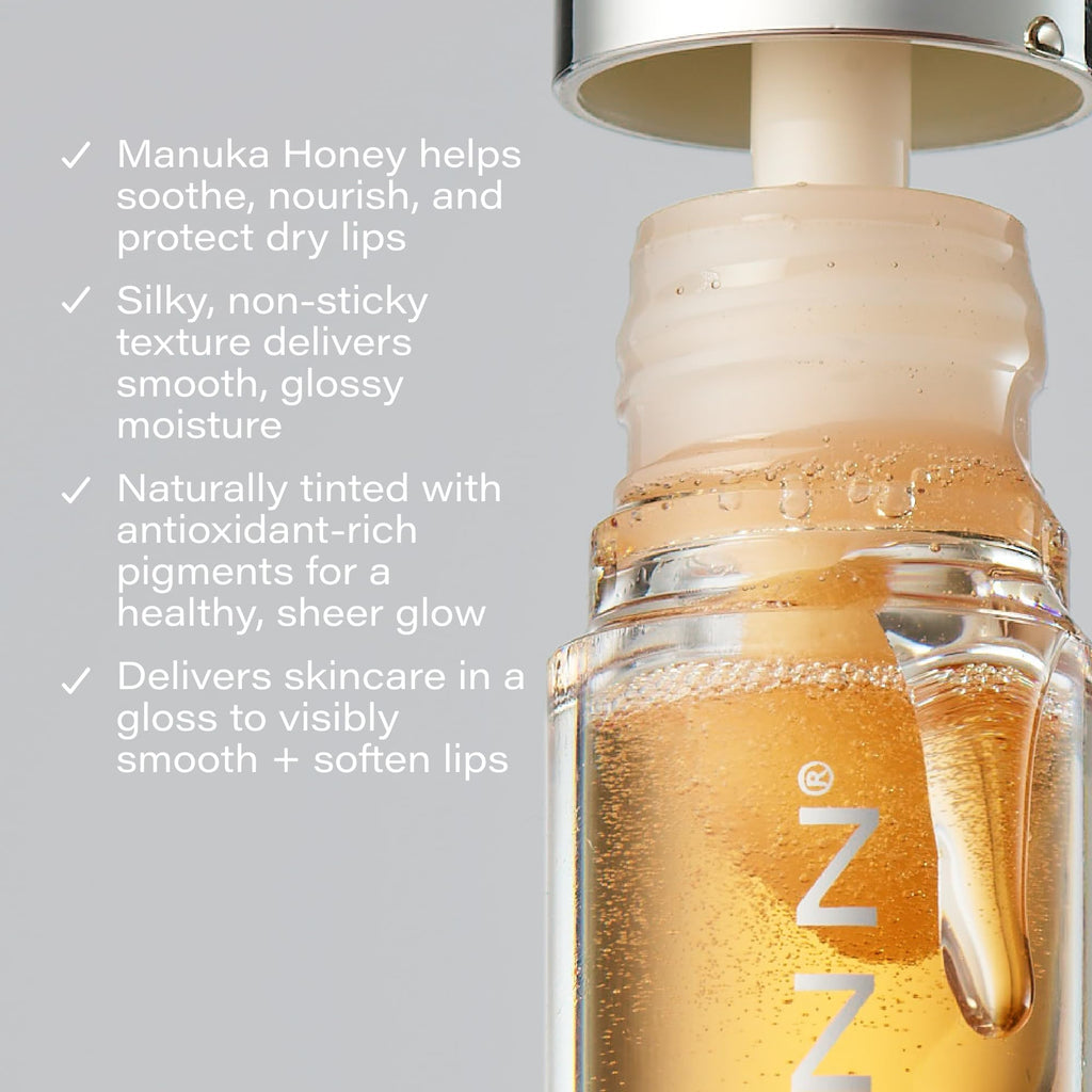 SKINN Luminous Lip Oil, Golden – Ultra-Light, Non-Sticky Gloss with Vitamin C & Manuka Honey