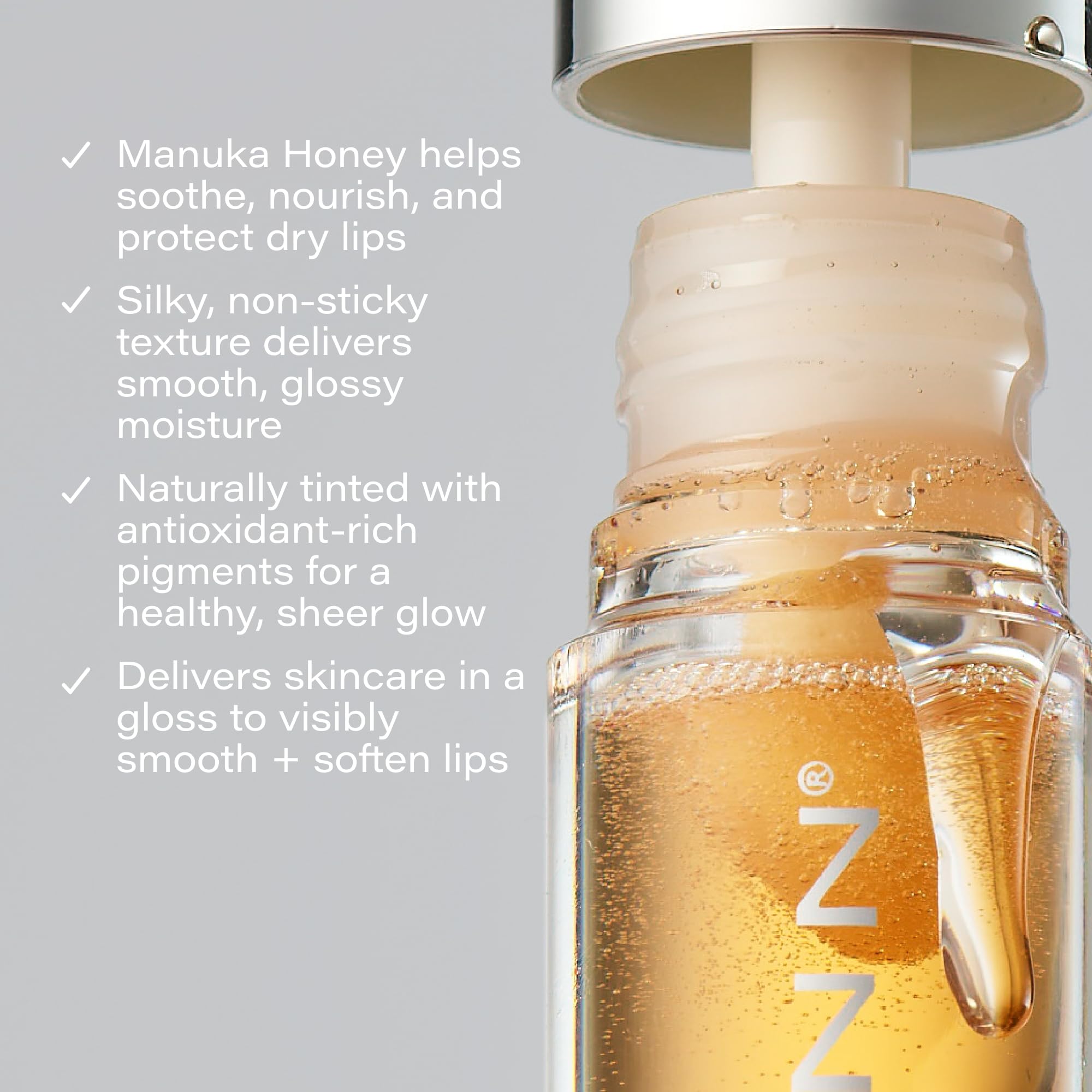 SKINN Luminous Lip Oil, Golden – Ultra-Light, Non-Sticky Gloss with Vitamin C & Manuka Honey
