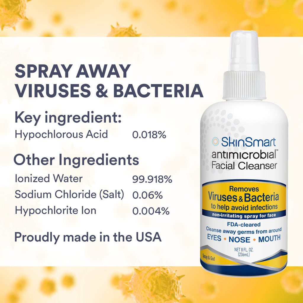 SkinSmart Antimicrobial Facial Spray – Hypochlorous, 8 oz, Non-Irritating