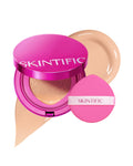 SKINTIFIC Pink Glow Cushion Foundation #03 Petal — Medium Coverage, Natural Dewy Finish, Hydrating & Lightweight