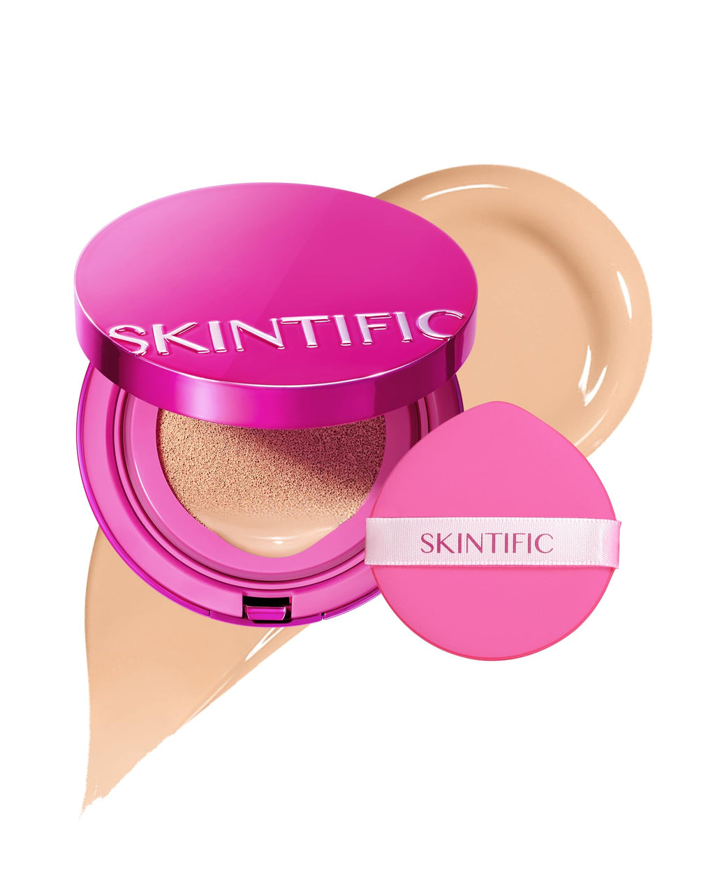 SKINTIFIC Pink Glow Cushion Foundation #02 Ivory | Medium Coverage, Natural Dewy Glow, Hydrating & Lightweight