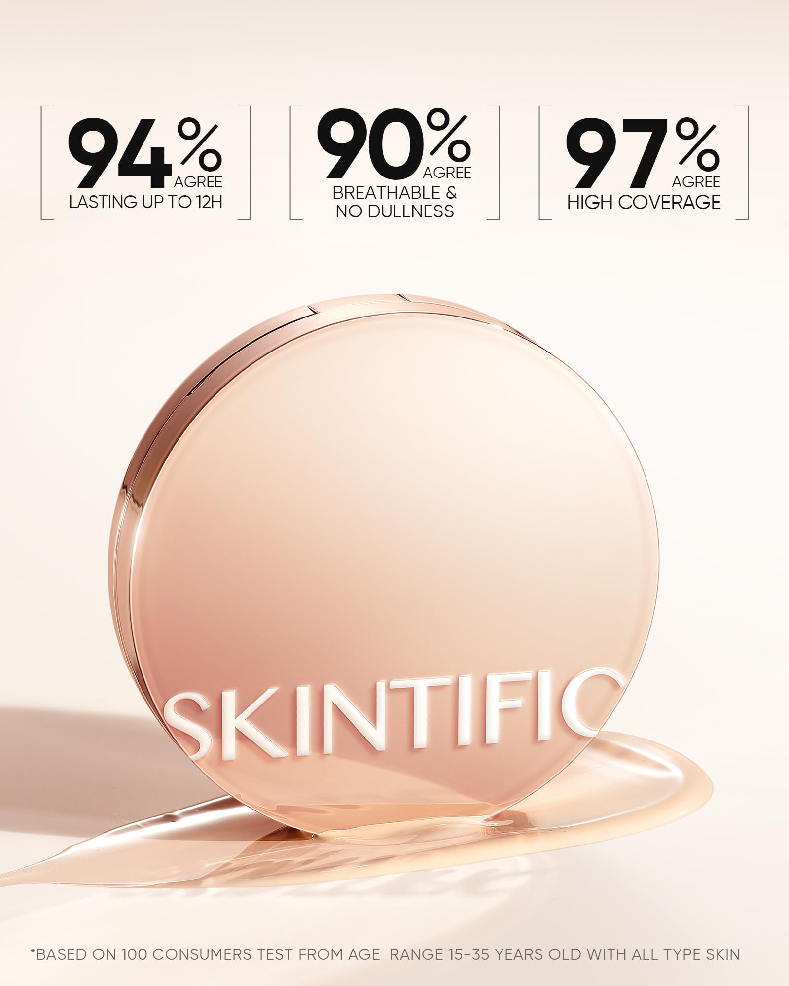 Skintific Full Coverage Cushion Foundation #22N Shell Beige | Satin Glow, Oil-Control & Waterproof