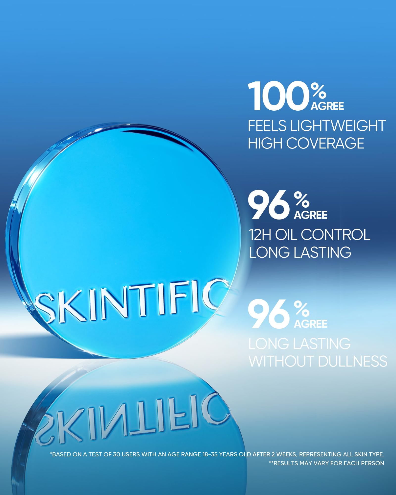 SKINTIFIC Velvet Matte Cushion Foundation Blue #01 Vanilla | Full Coverage, 12H Oil Control, Waterproof