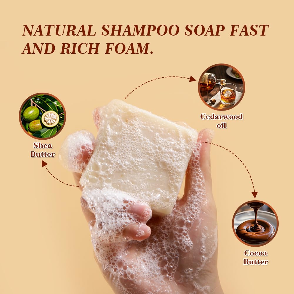 SKIRIFINE Shampoo Bar for Men – Wood Barrel Bourbon, 3.2oz, Travel-Friendly
