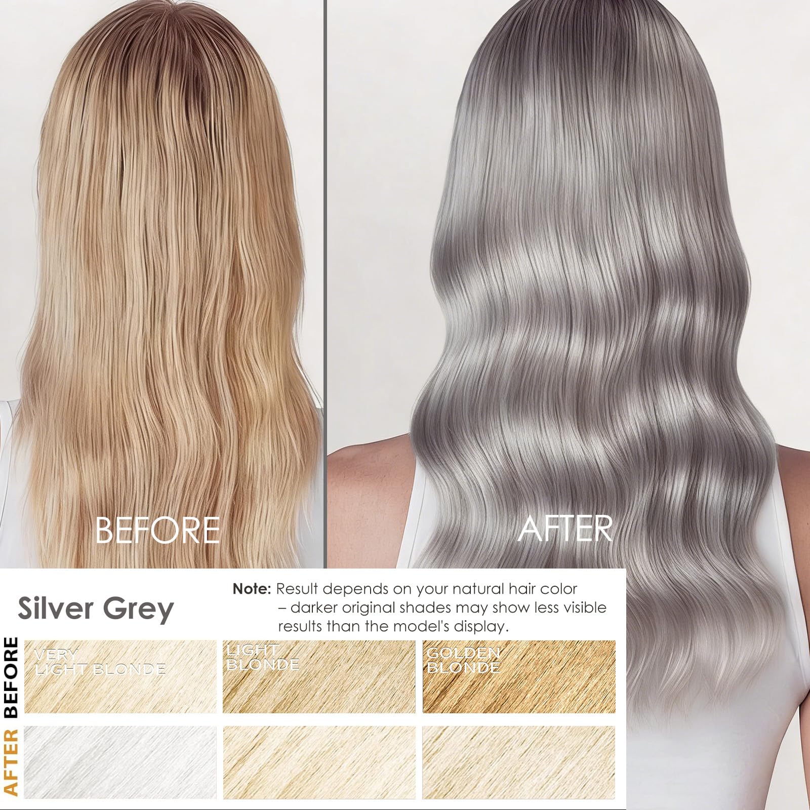Sklight Hair Dye Shampoo 3-in-1 for Men & Women – Silver Gray Root-to-Tip Color, 16.9 fl oz