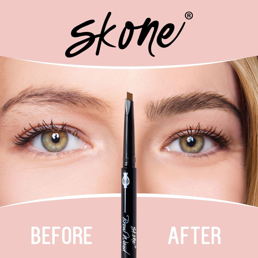 Skone The Original Brow Wand Eyebrow Pencil with Brush - Waterproof, Long-Lasting Dual-Sided Retractable Pencil in Peanut Butter for Blondes