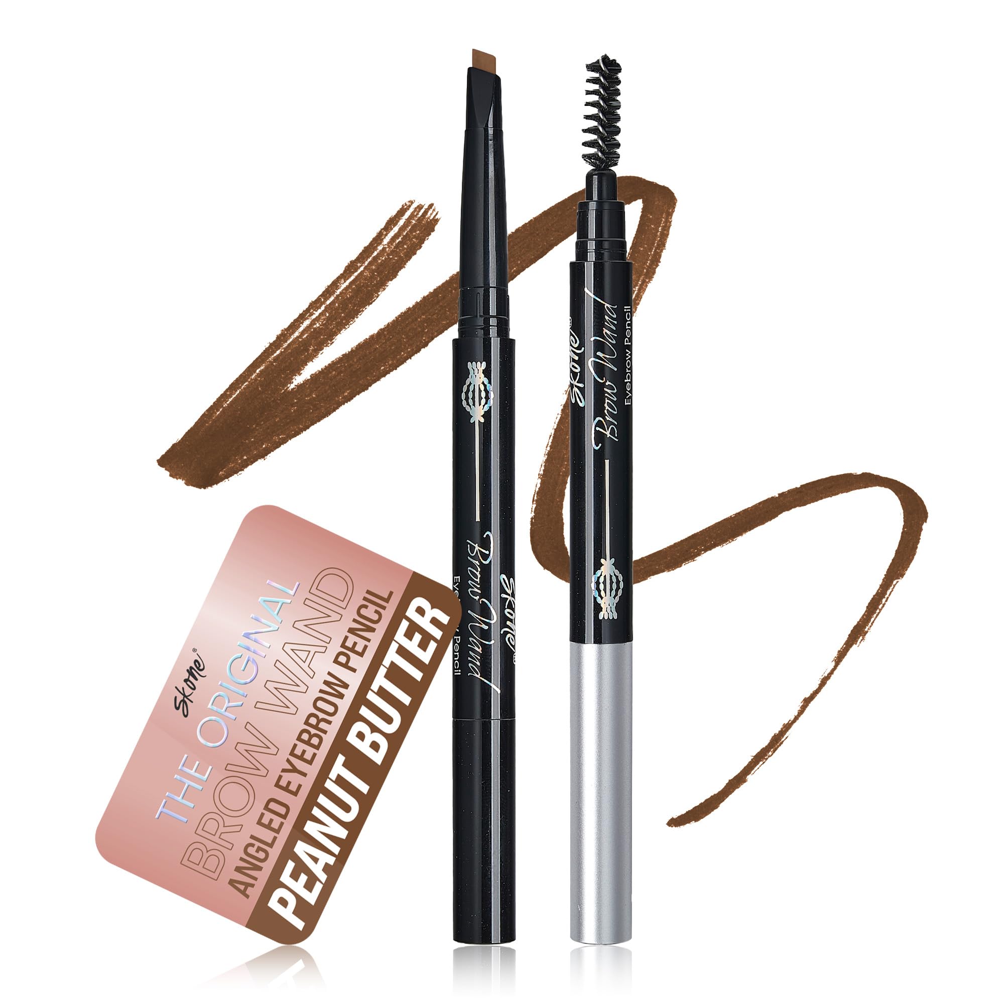 Skone The Original Brow Wand Eyebrow Pencil with Brush - Waterproof, Long-Lasting Dual-Sided Retractable Pencil in Peanut Butter for Blondes