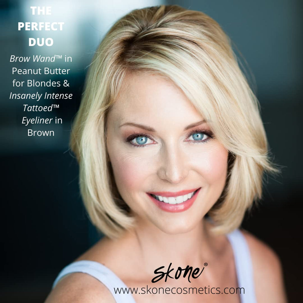 Skone The Original Brow Wand Eyebrow Pencil with Brush - Waterproof, Long-Lasting Dual-Sided Retractable Pencil in Peanut Butter for Blondes