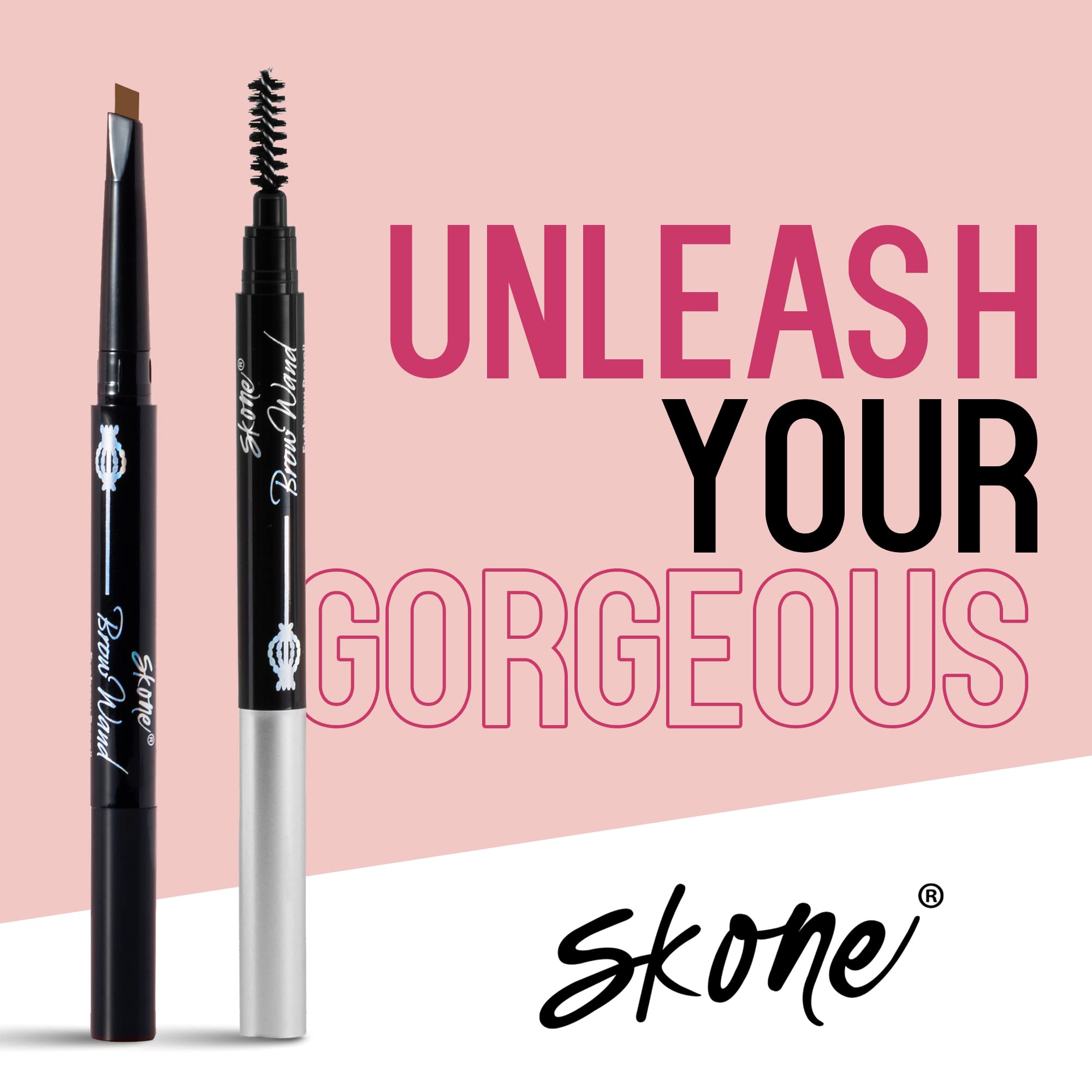 Skone The Original Brow Wand Eyebrow Pencil with Brush - Waterproof, Long-Lasting Dual-Sided Retractable Pencil in Peanut Butter for Blondes
