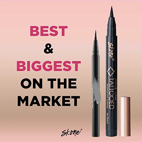 Skone Insanely Intense Tattooed Eyeliner Pen – Waterproof, Smudge-Proof Felt Tip in Plum Black (0.07oz)