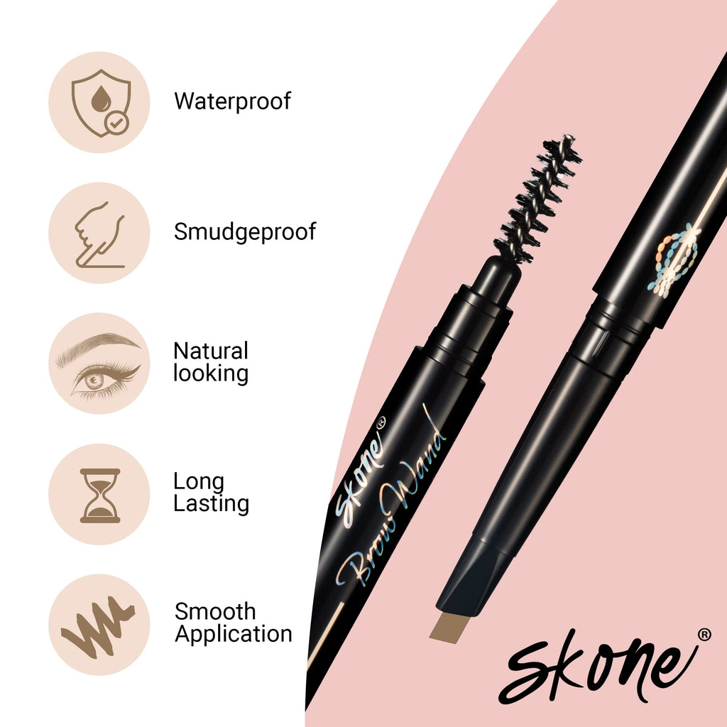 Skone Brow Wand Pencil with Brush – Creamy Chai for Gray Hair, Waterproof