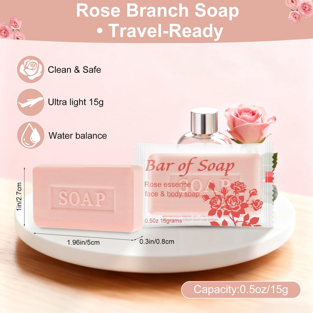 skourvut Bulk Bar Soap – 60 Rose-Scented Travel Mini Bars (0.5 oz) for Hotels & Events