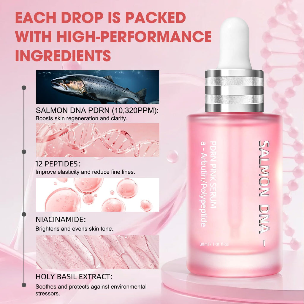 SKSOYT Pink Peptide 12 PDRN Serum – Salmon DNA, 12 Peptides + Niacinamide, 30ml
