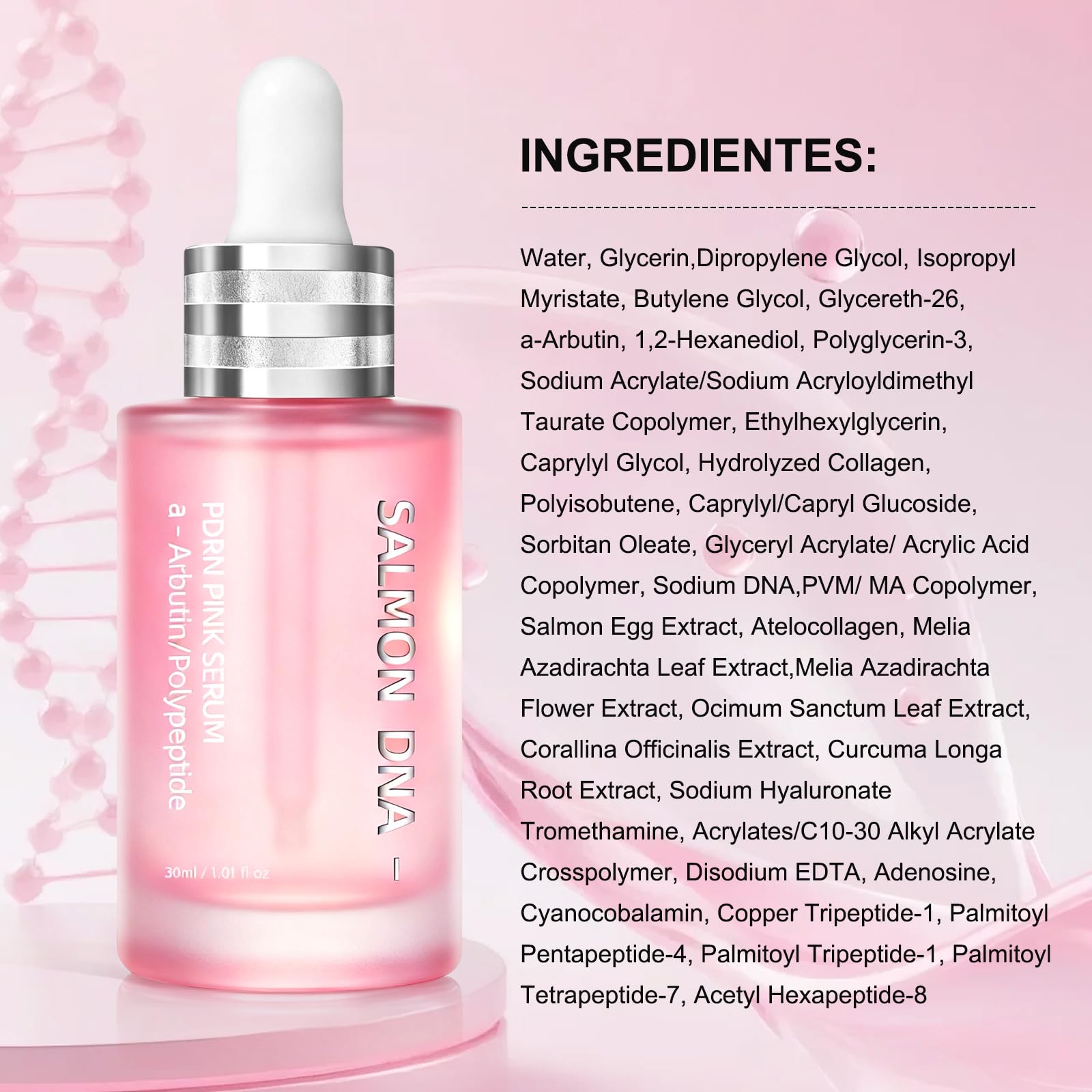 SKSOYT Pink Peptide 12 PDRN Serum – Salmon DNA, 12 Peptides + Niacinamide, 30ml