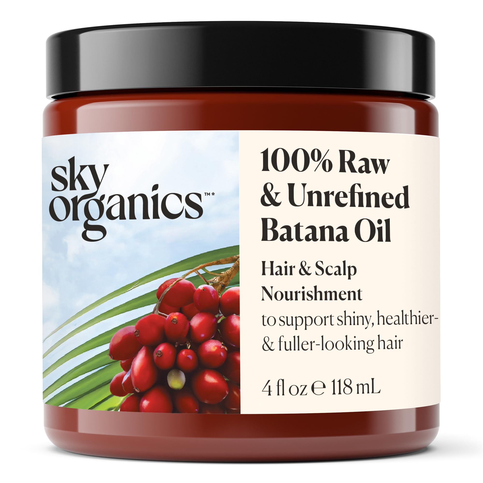 Sky Organics Batana Oil - 4 oz | 100% Raw & Unrefined Hair & Scalp Nourishment