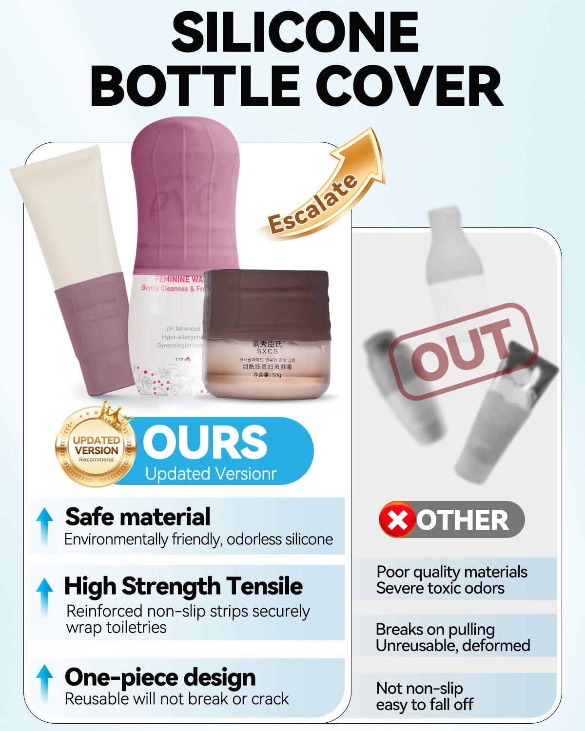 Skyconser 16-Pack Silicone Bottle Covers – Leak-Proof Travel Accessories