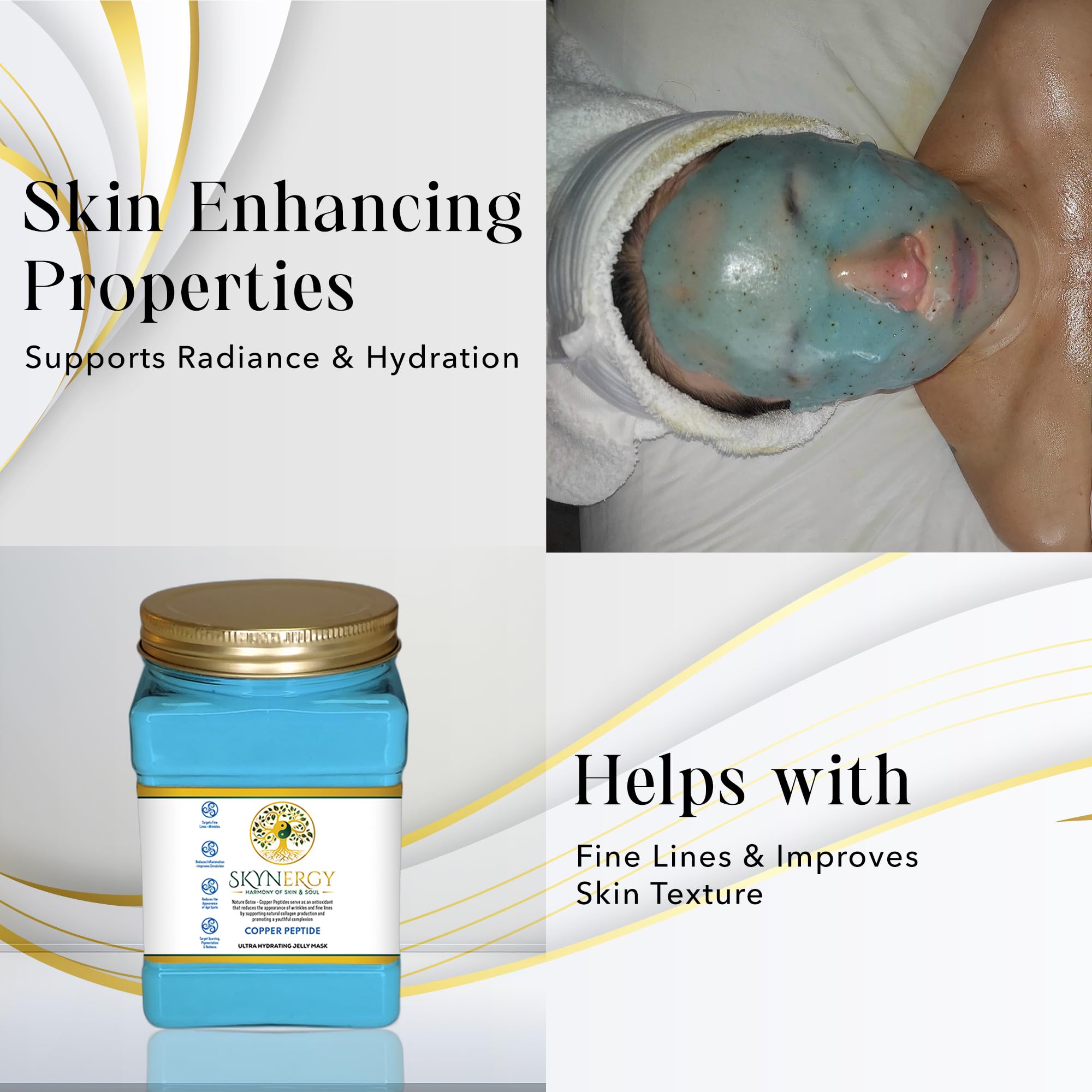SKYNERGY Copper Peptide Jelly Mask – Professional Hydro Glo Peel Off, Hydration & Radiant Glow, 12 Applications (30 fl oz)