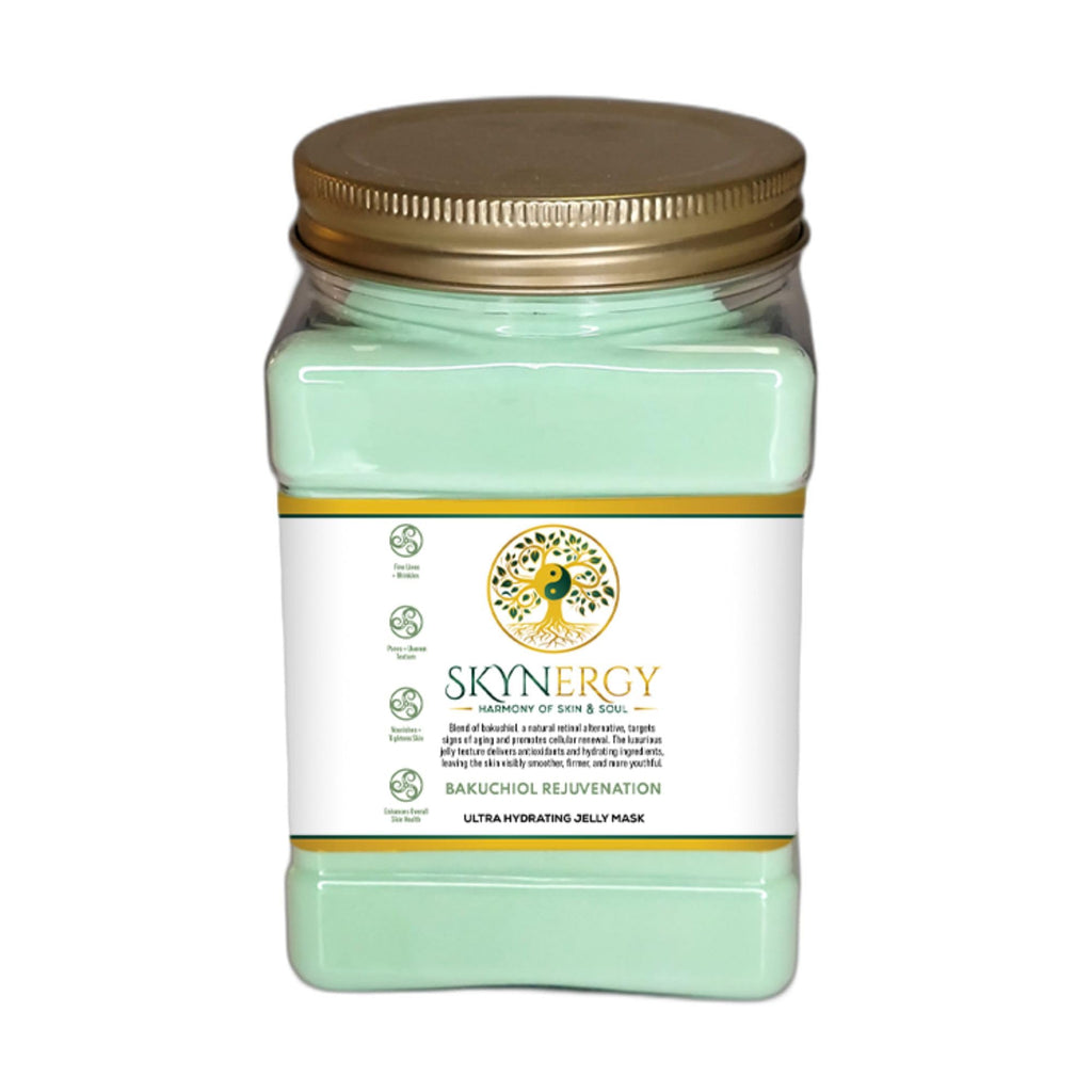 SKYNERGY Bakuchiol Rejuvenation Jelly Mask - HydroGlo Peel Off Face Mask | Radiance, Fine Lines & Pigmentation | Vajafacial Jelly Mask | 12 Applications (30 Fl Oz)