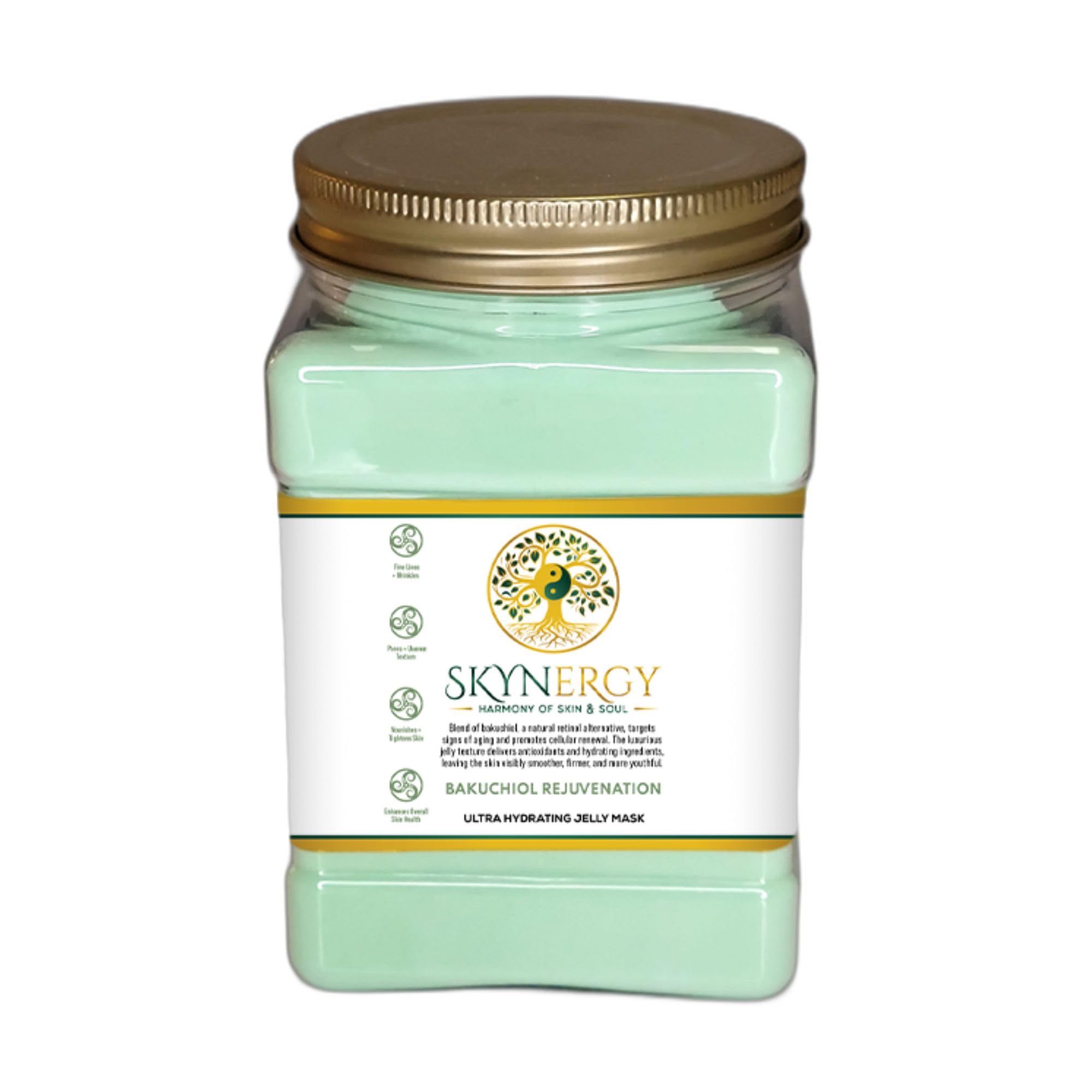 SKYNERGY Bakuchiol Rejuvenation Jelly Mask - HydroGlo Peel Off Face Mask | Radiance, Fine Lines & Pigmentation | Vajafacial Jelly Mask | 12 Applications (30 Fl Oz)