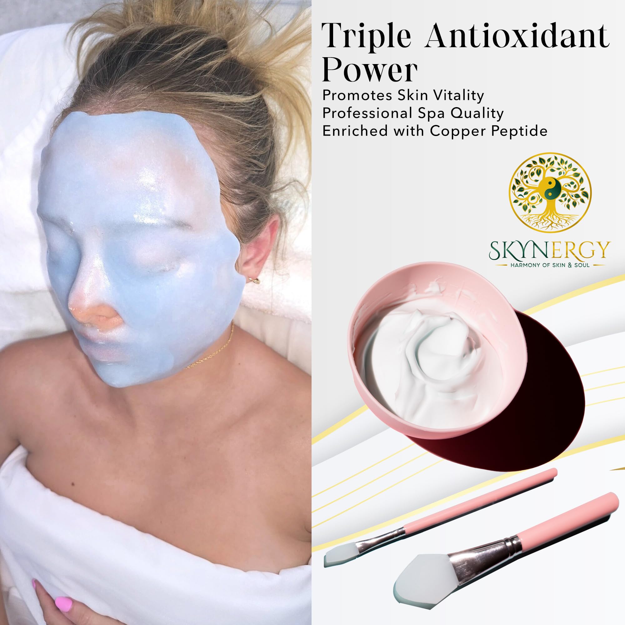 SKYNERGY Copper Peptide Jelly Mask – Professional Hydro Glo Peel Off, Hydration & Radiant Glow, 12 Applications (30 fl oz)